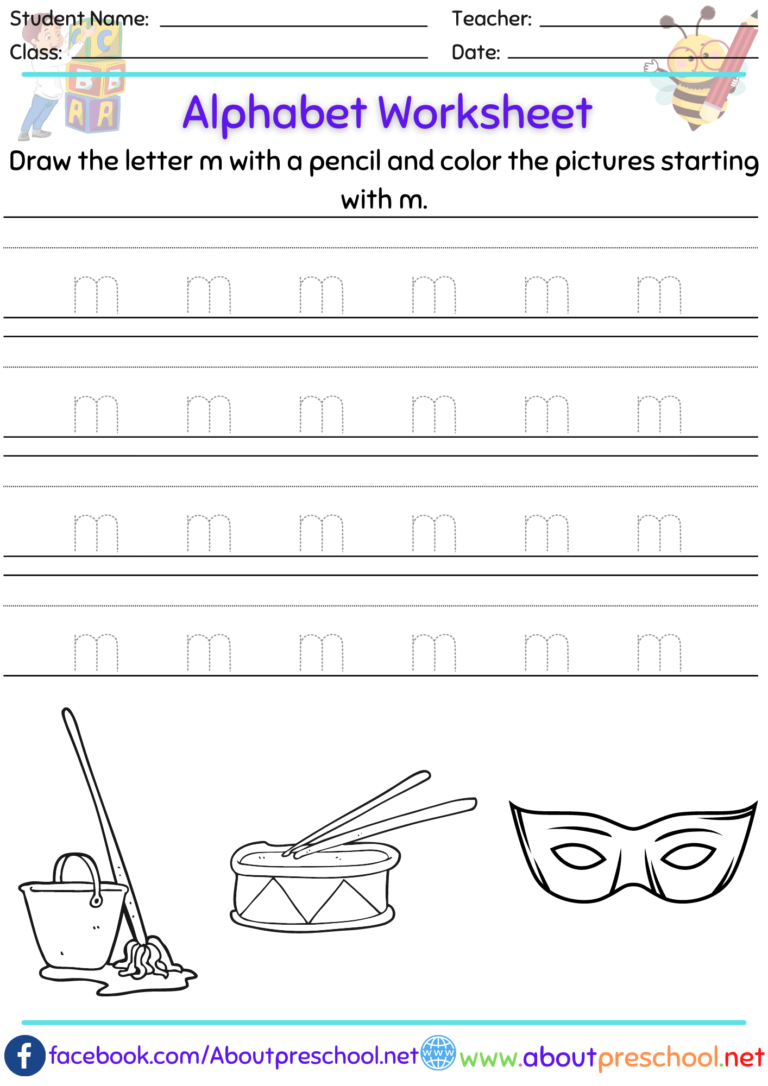 Letter Trace Worksheet-m - About Preschool