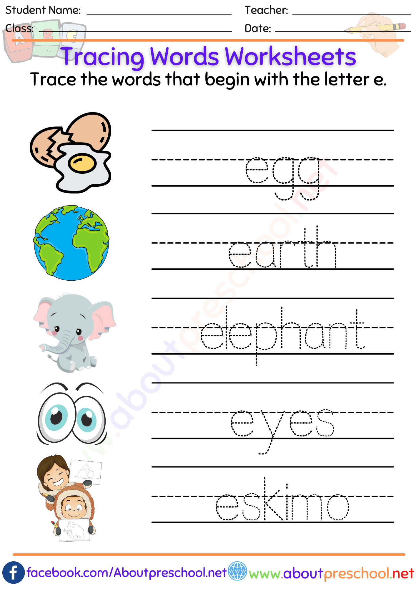 tracing-words-worksheets-e-about-preschool