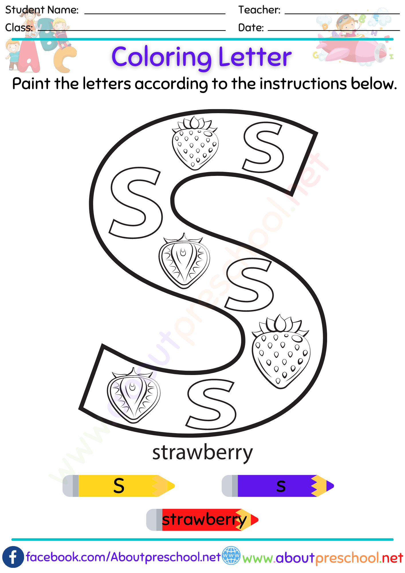 Letter Coloring Pages S