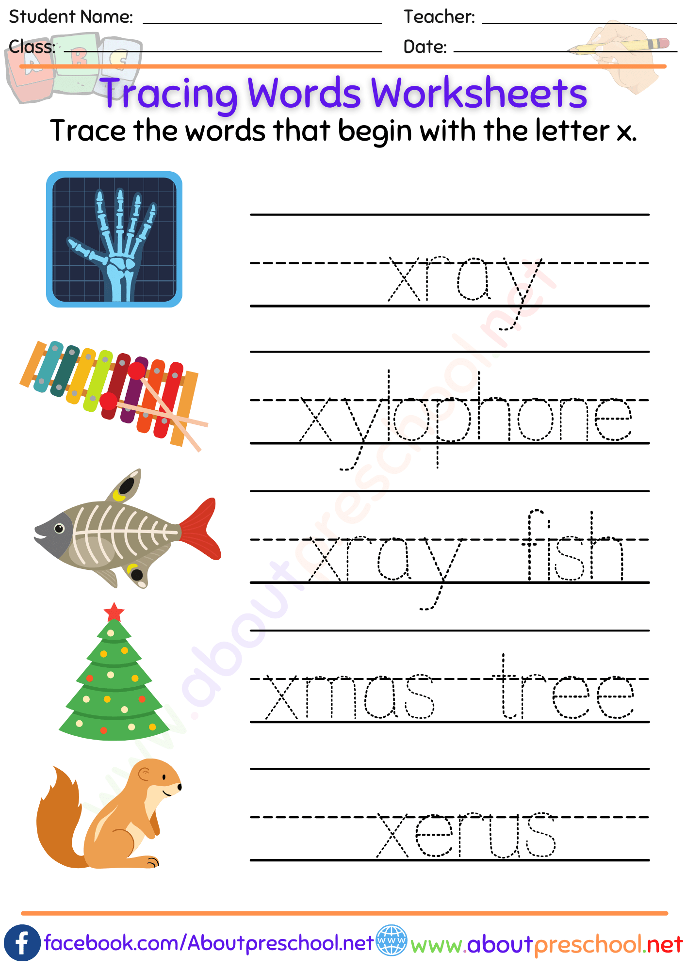 Tracing Words Worksheets-x