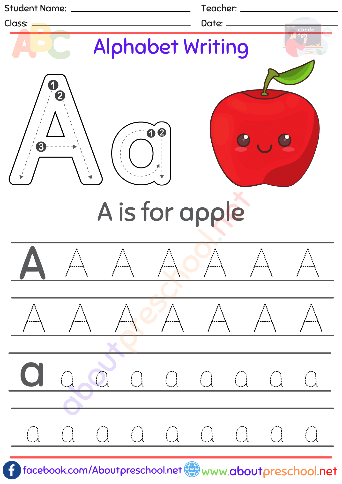 Alphabet Writing Worksheet a