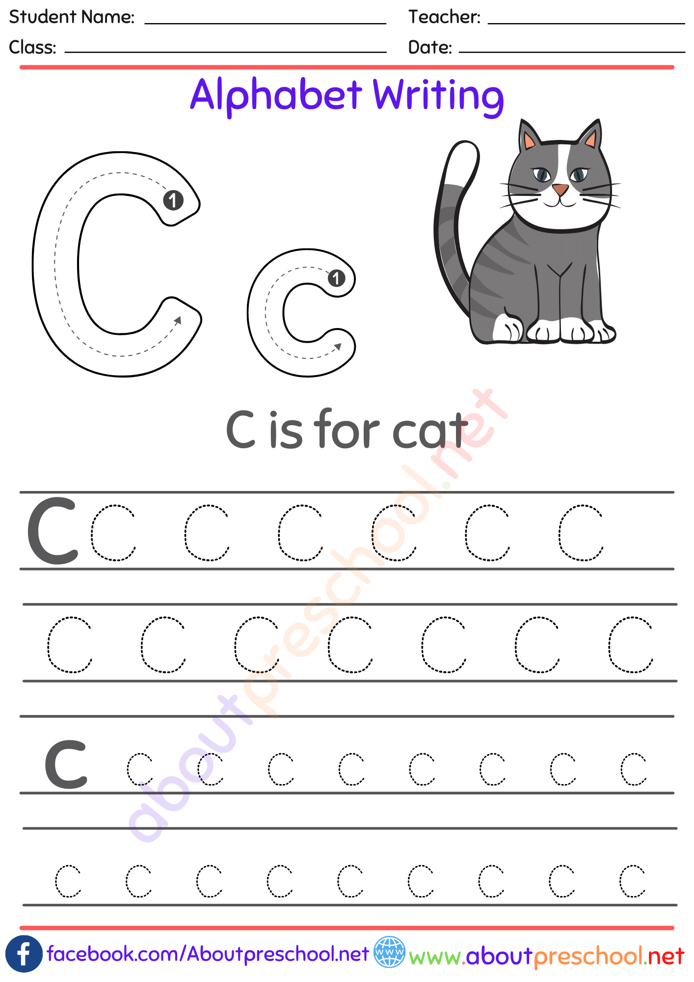 Alphabet Writing Worksheet c - About Preschool