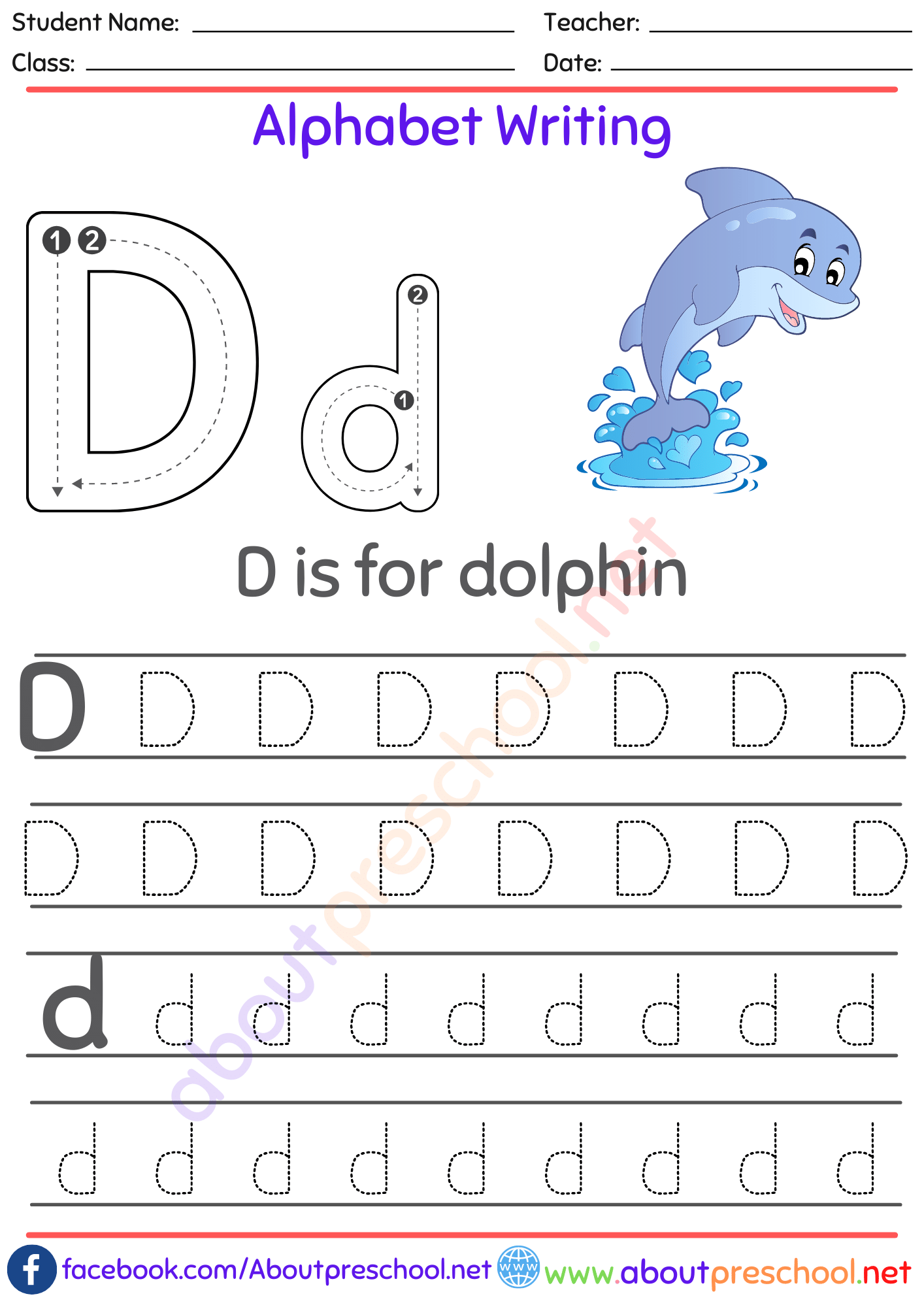 Alphabet Writing Worksheet d