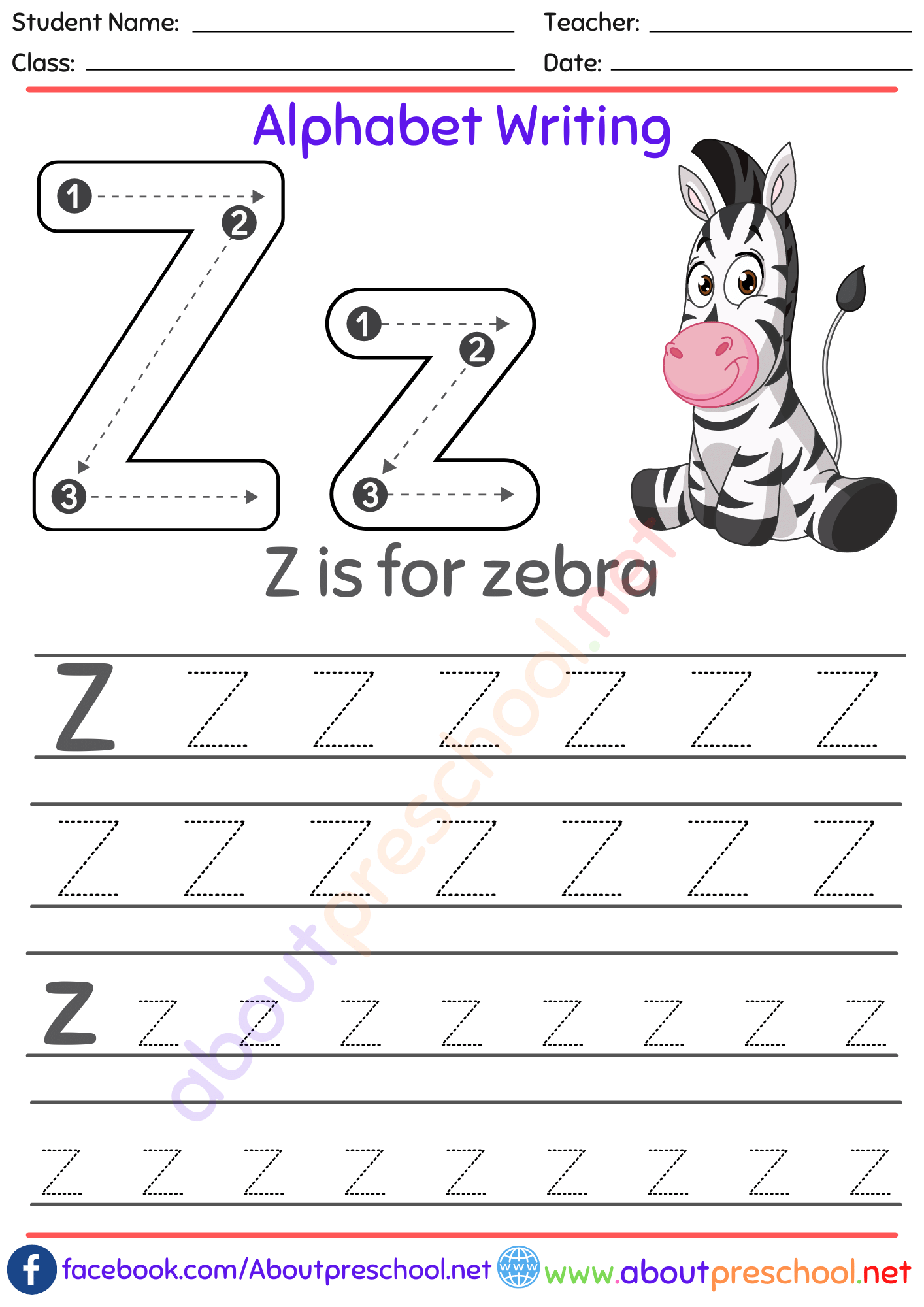Alphabet Writing Worksheet z