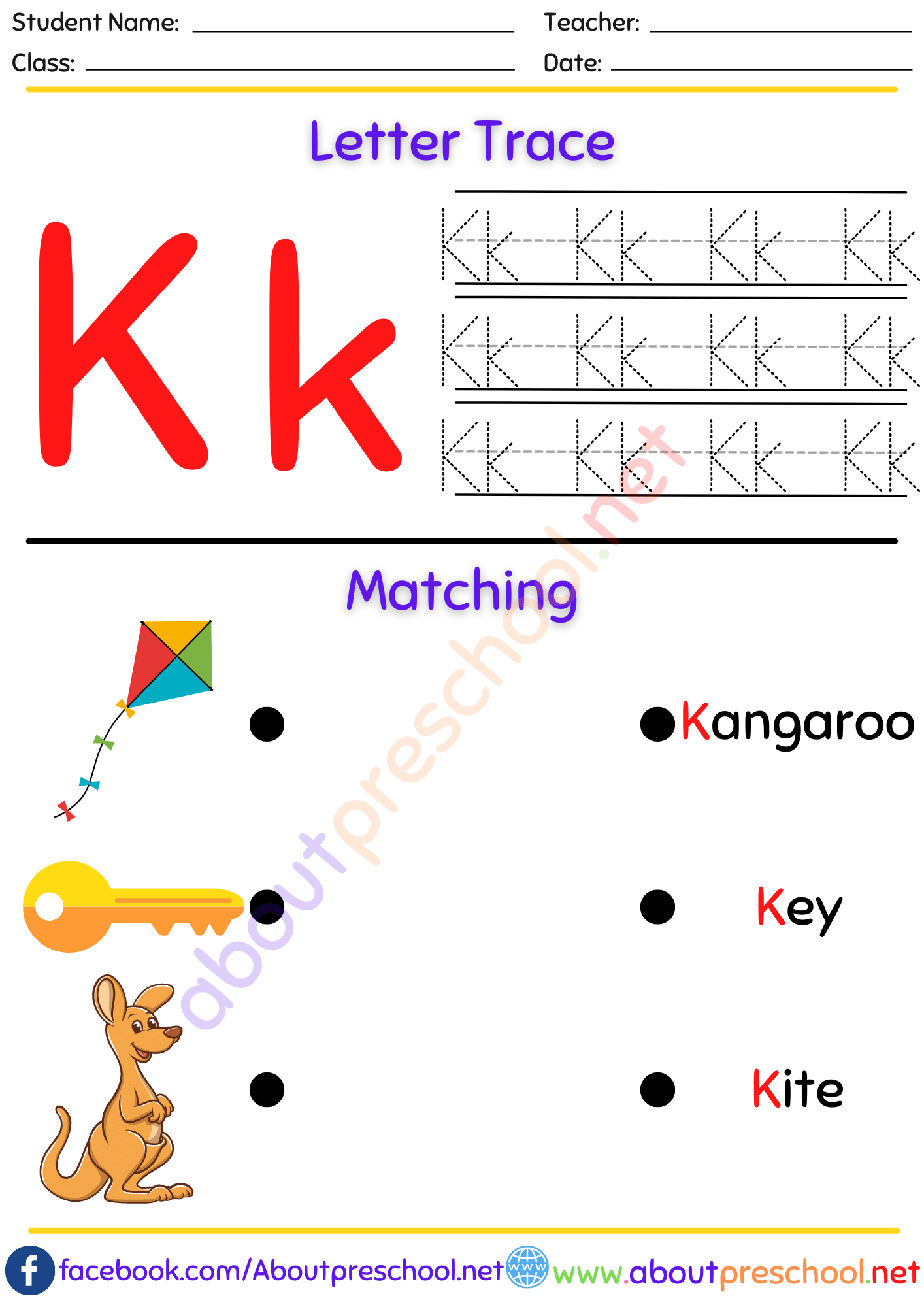Letter Trace and Matching K