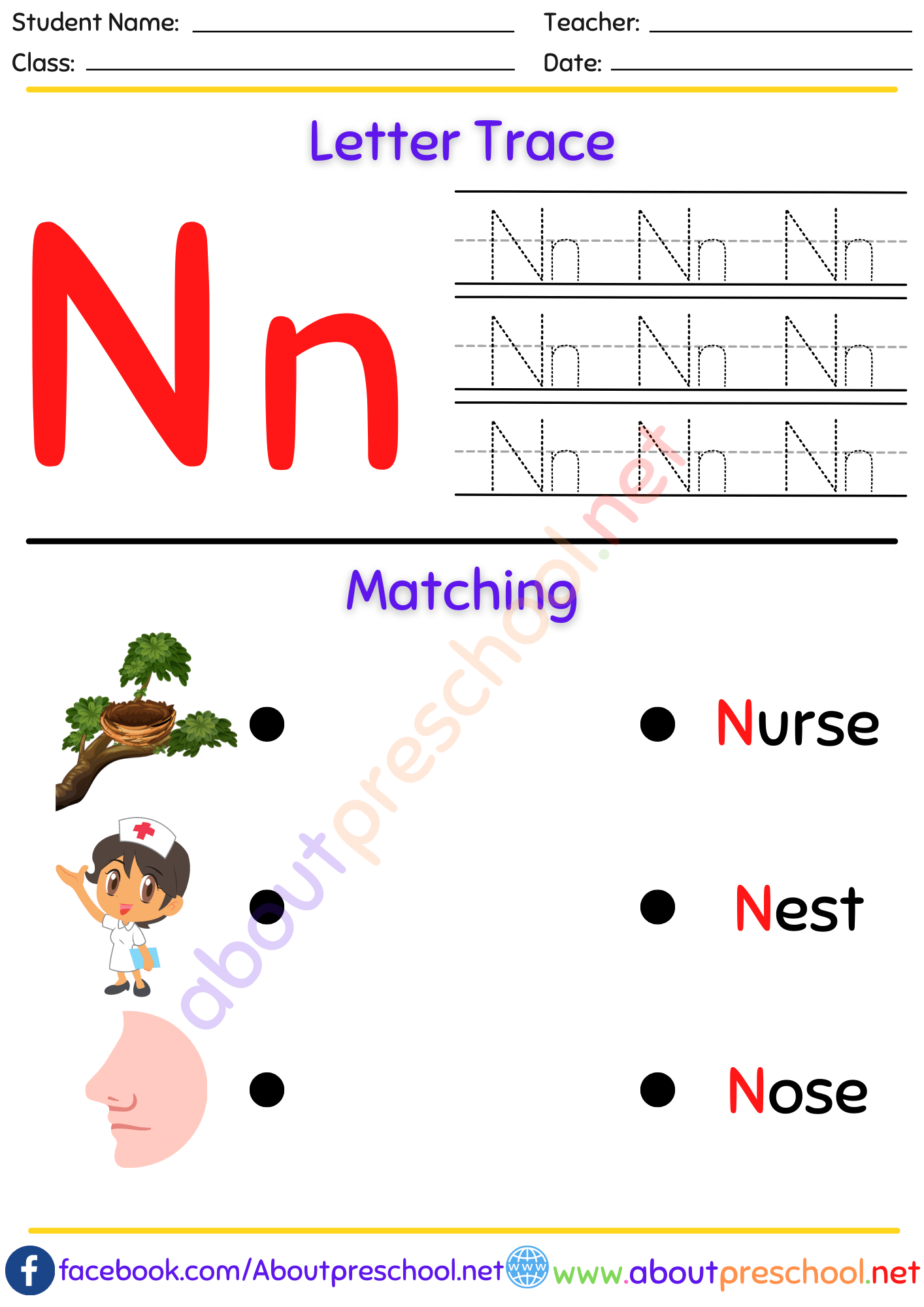 Letter Trace and Matching N