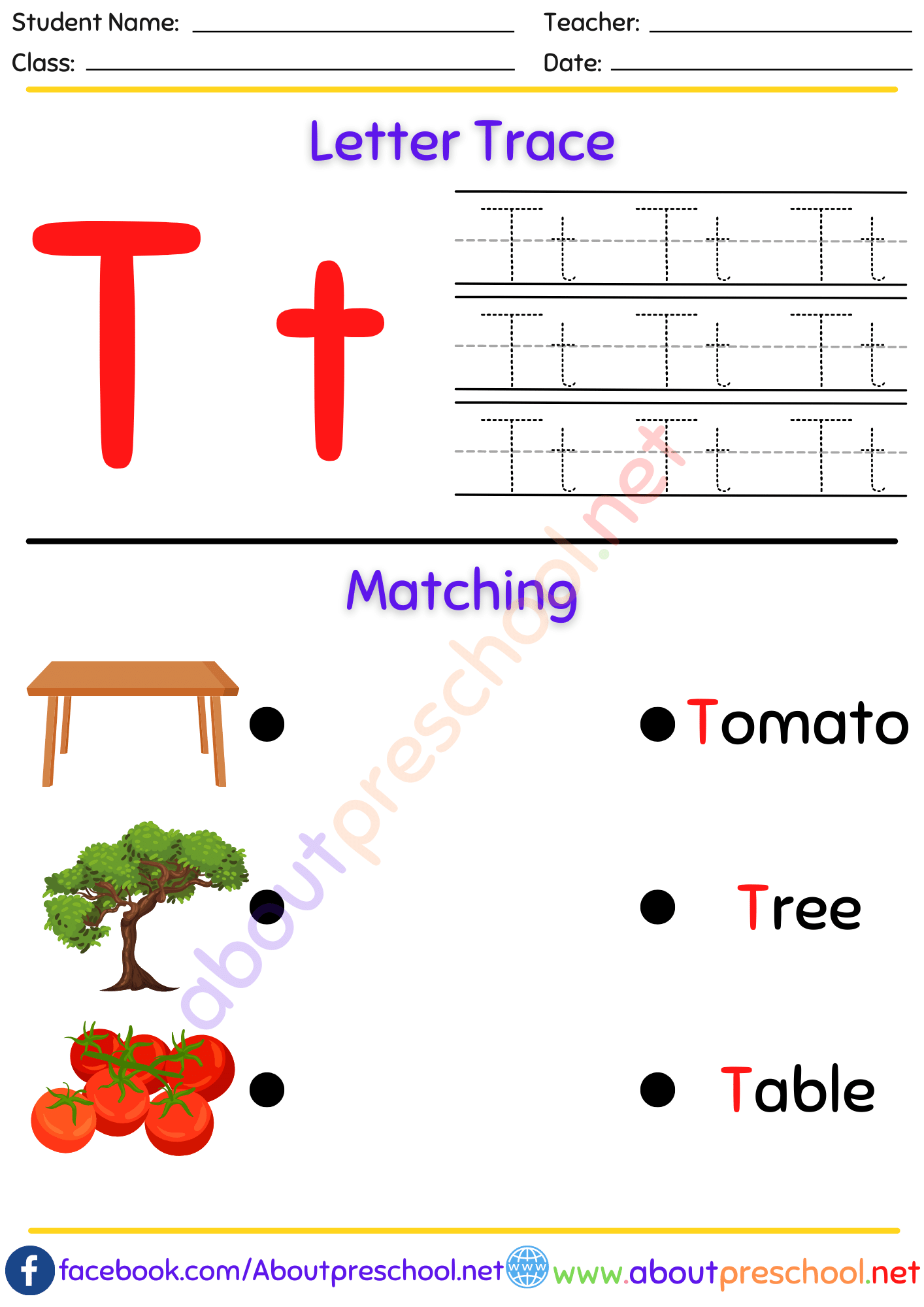 Letter Trace and Matching T