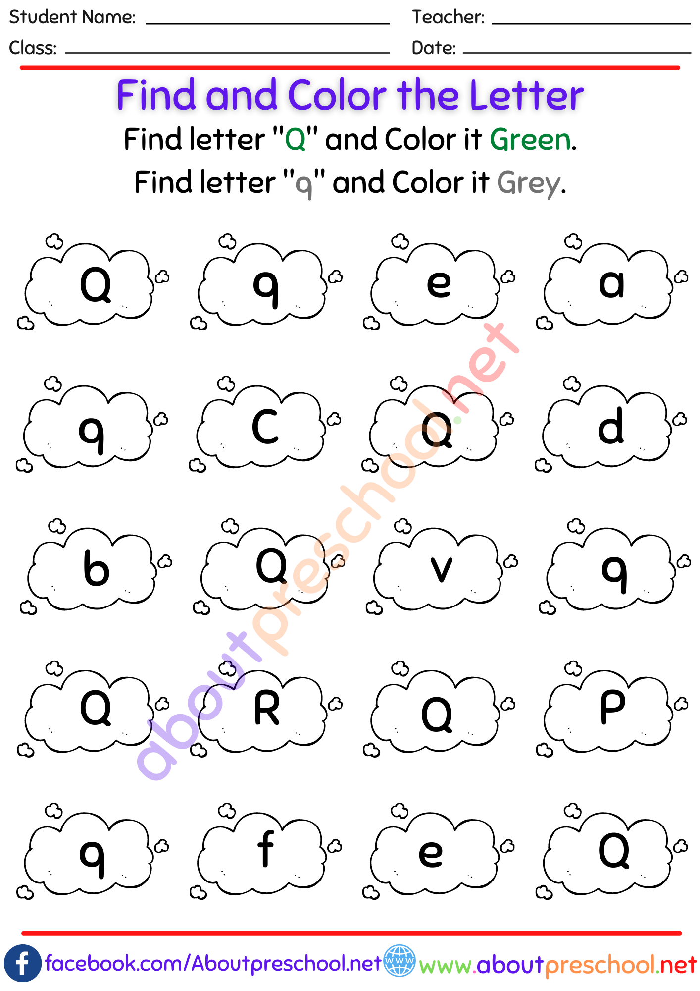 Color By Letter Q