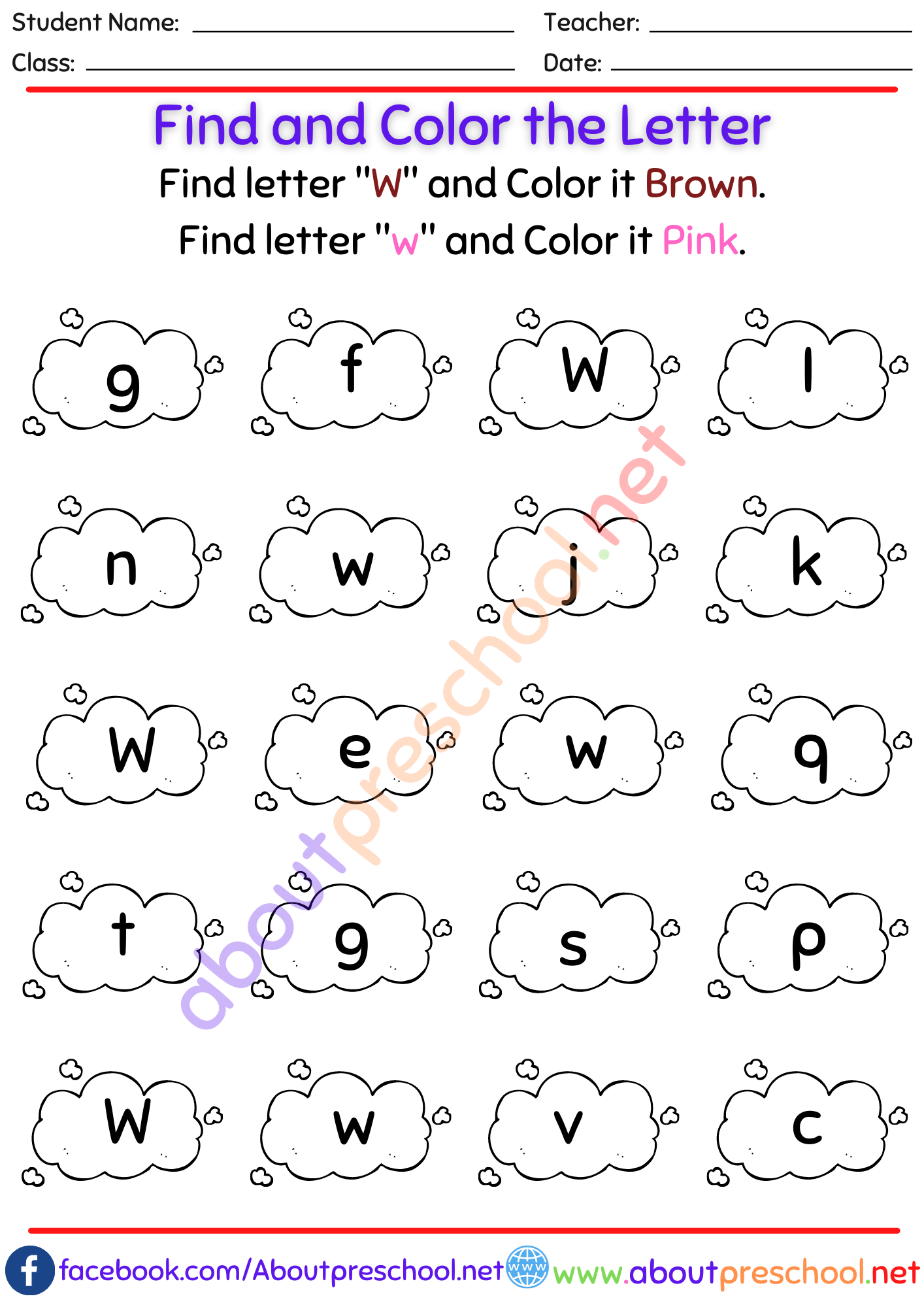 Color By Letter W
