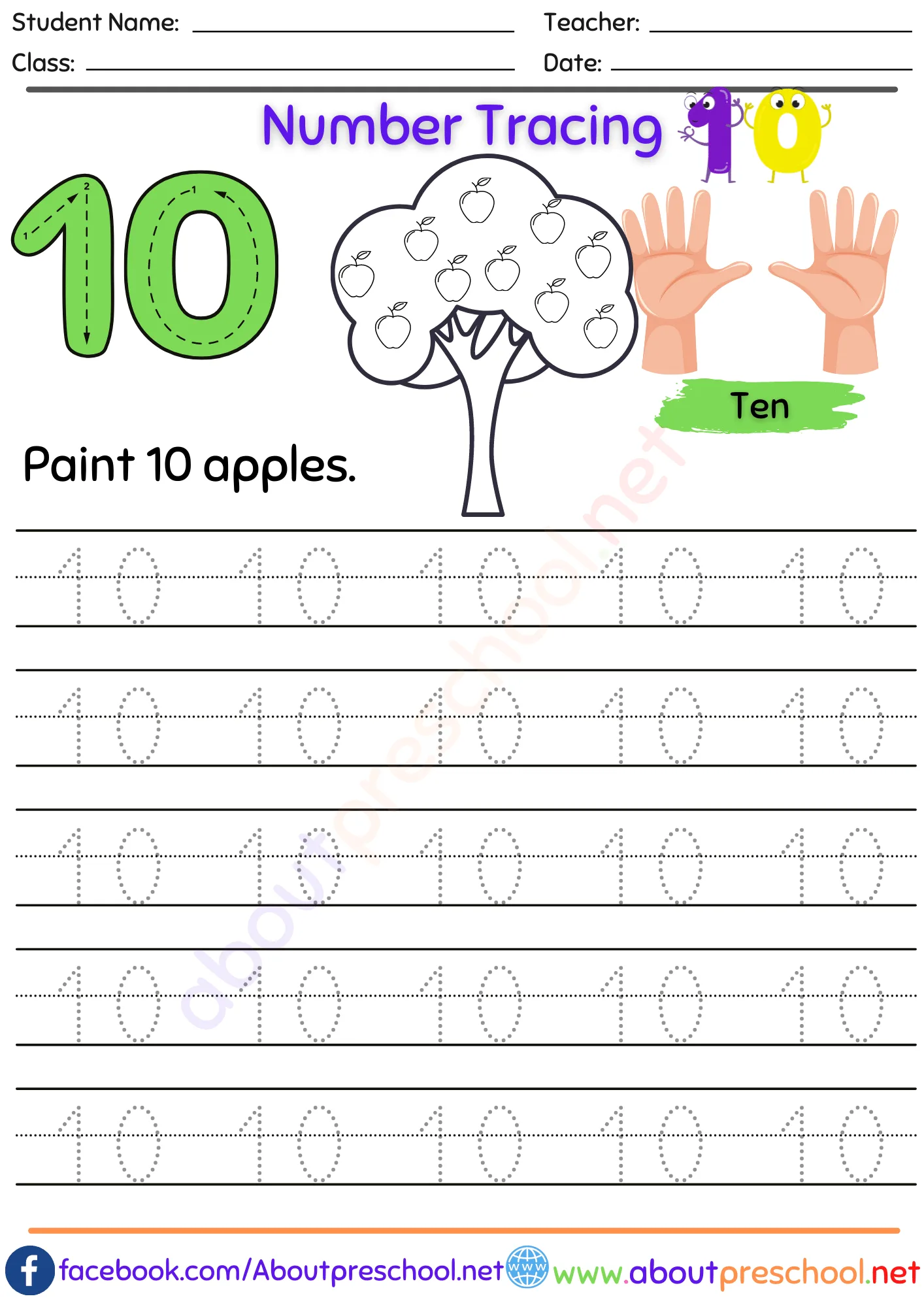 Number 10 Tracing 5 Number 10 Tracing