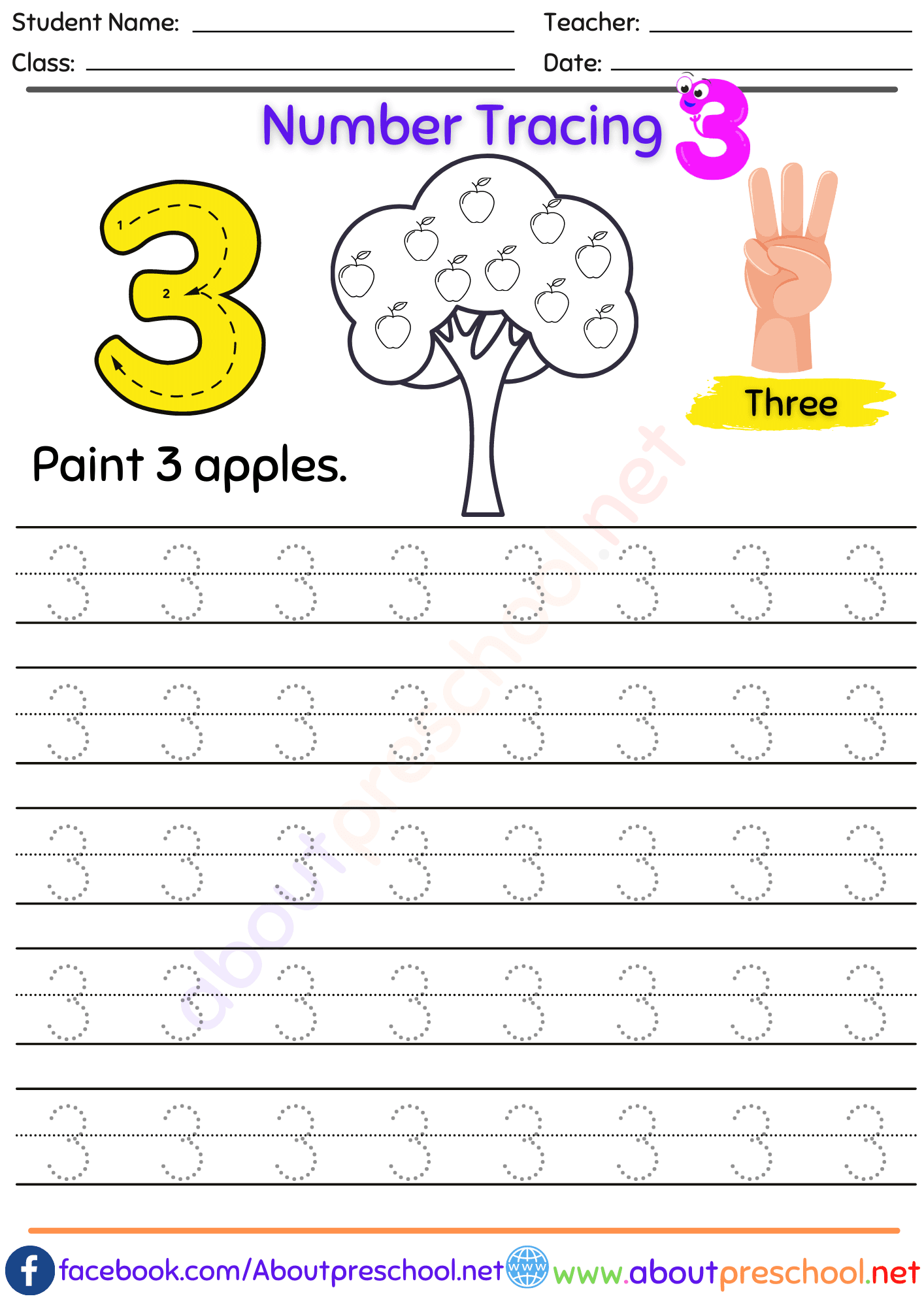Number 3 Tracing About Preschool Number 3 Tracing About Preschool