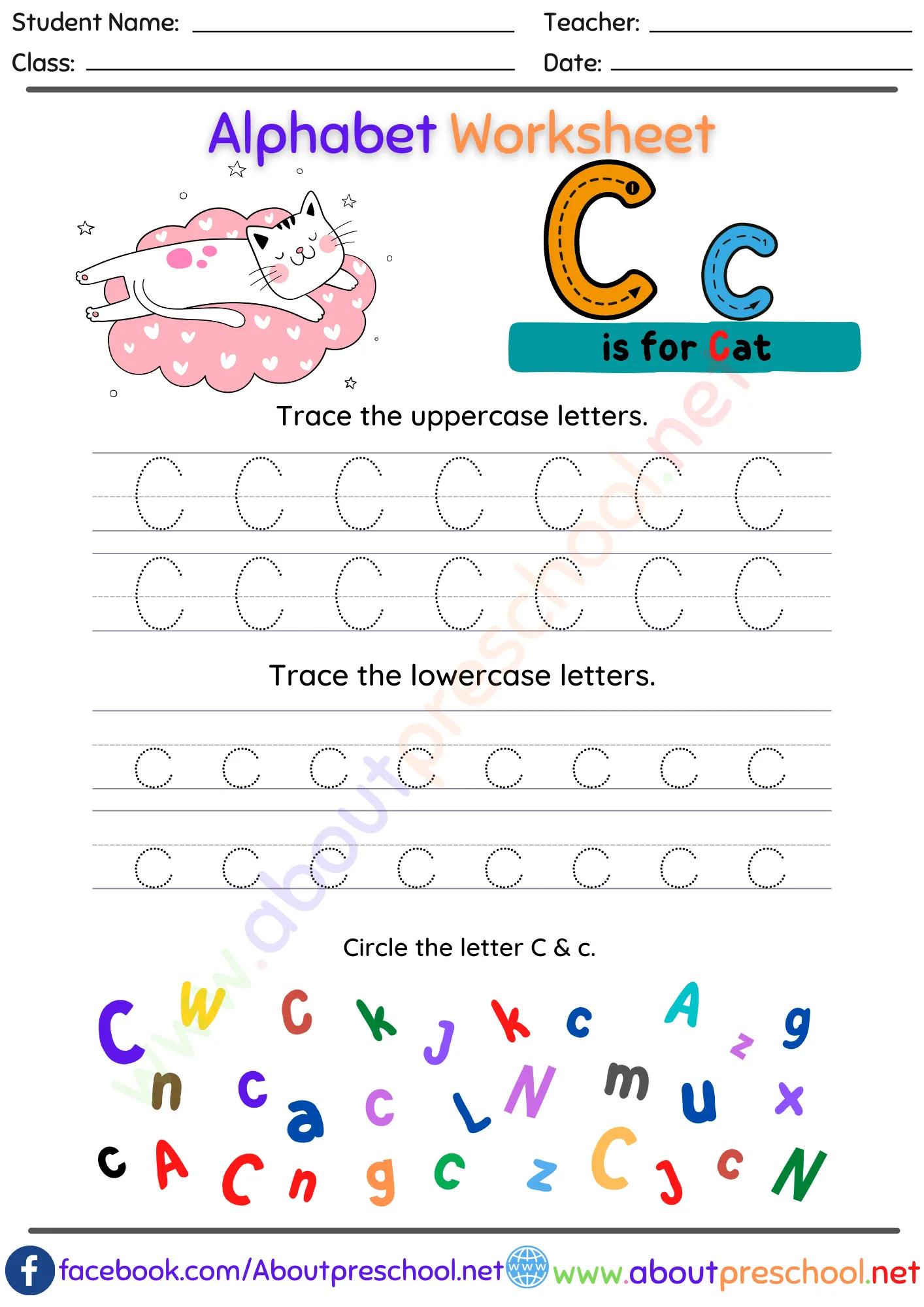 Trace Letter c Worksheets 5 Trace Letter c Worksheets