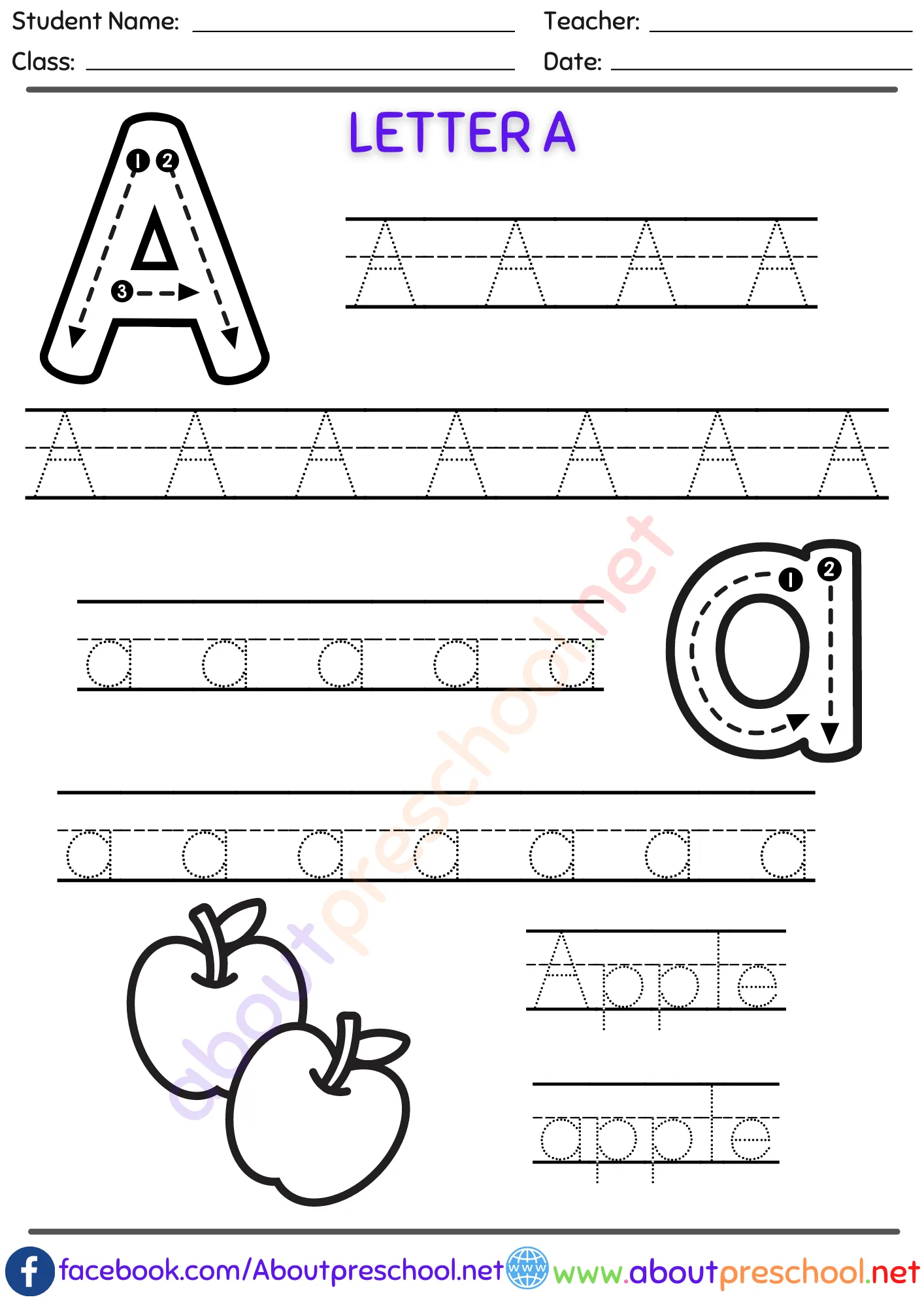 Kindergarten Letter Trace A 2 Kindergarten Letter Trace A