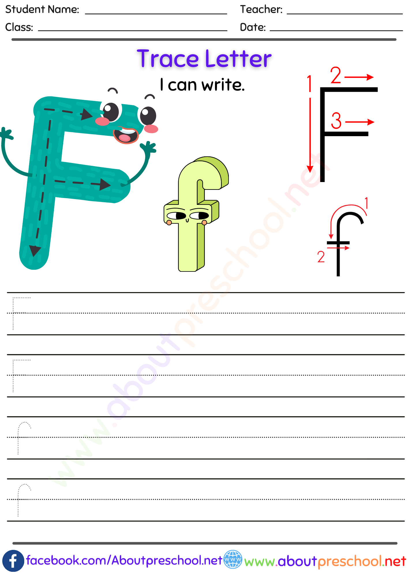 Letters for Tracing f