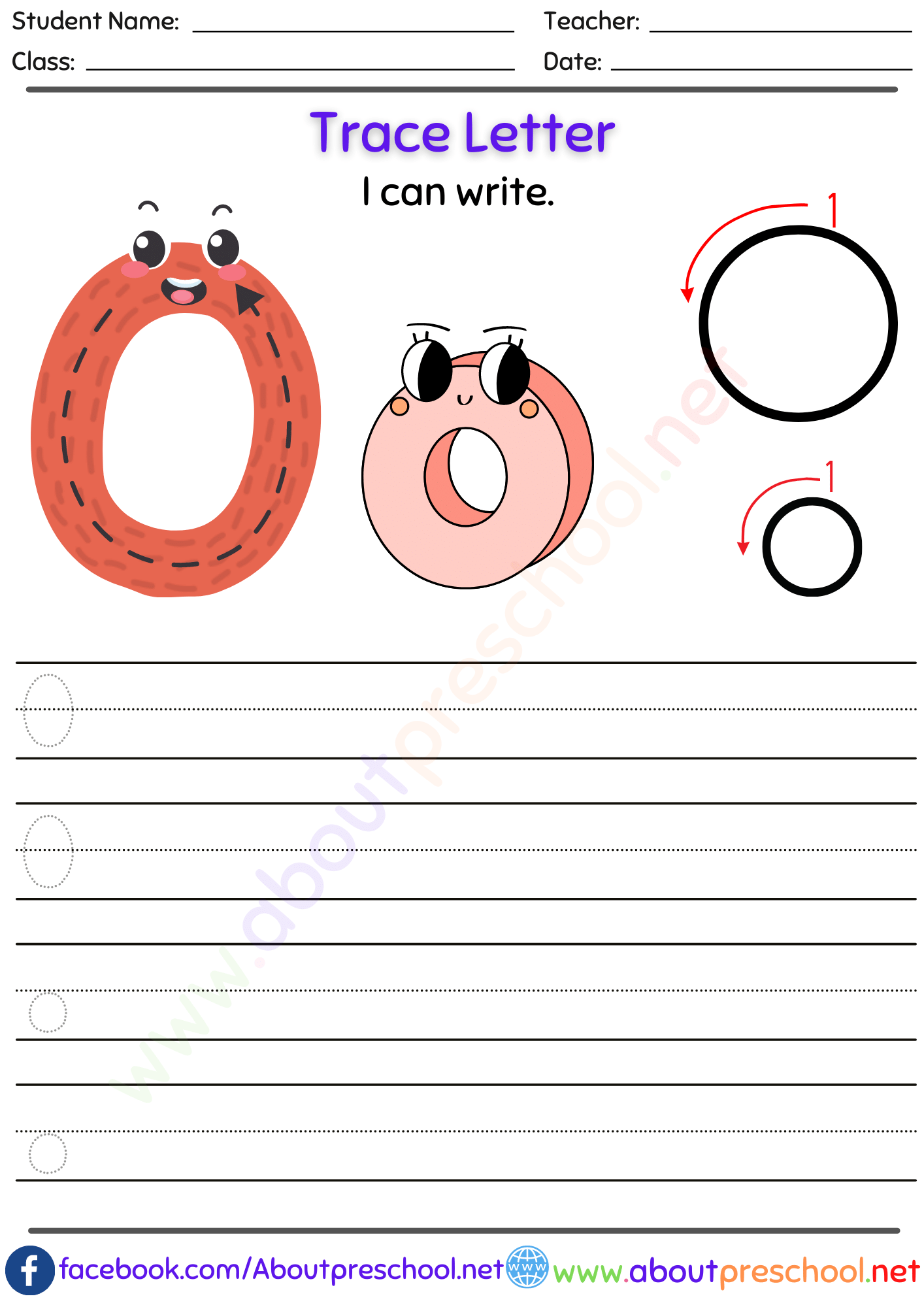 Letters for Tracing o