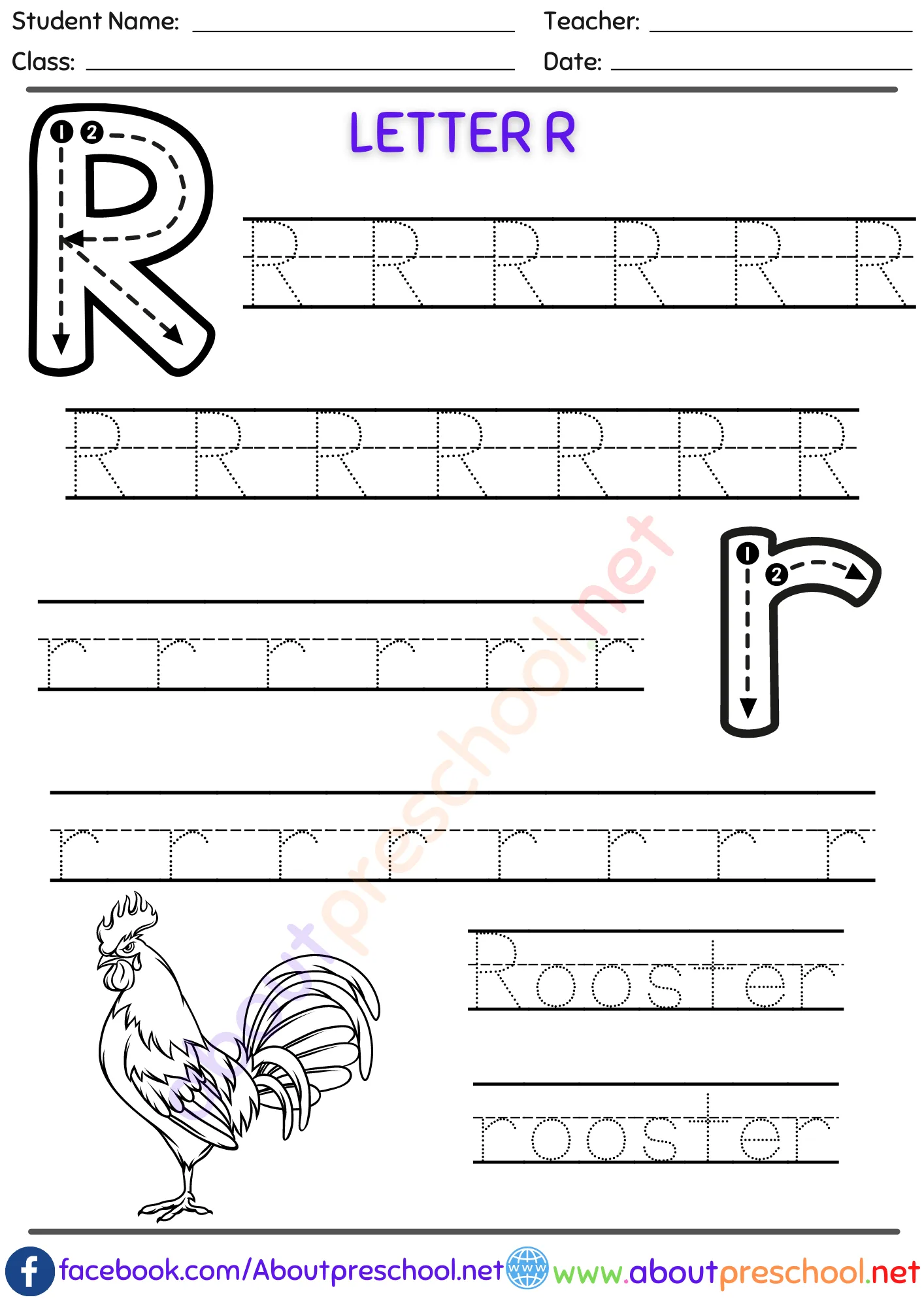 Kindergarten Letter Trace R 2 Kindergarten Letter Trace R