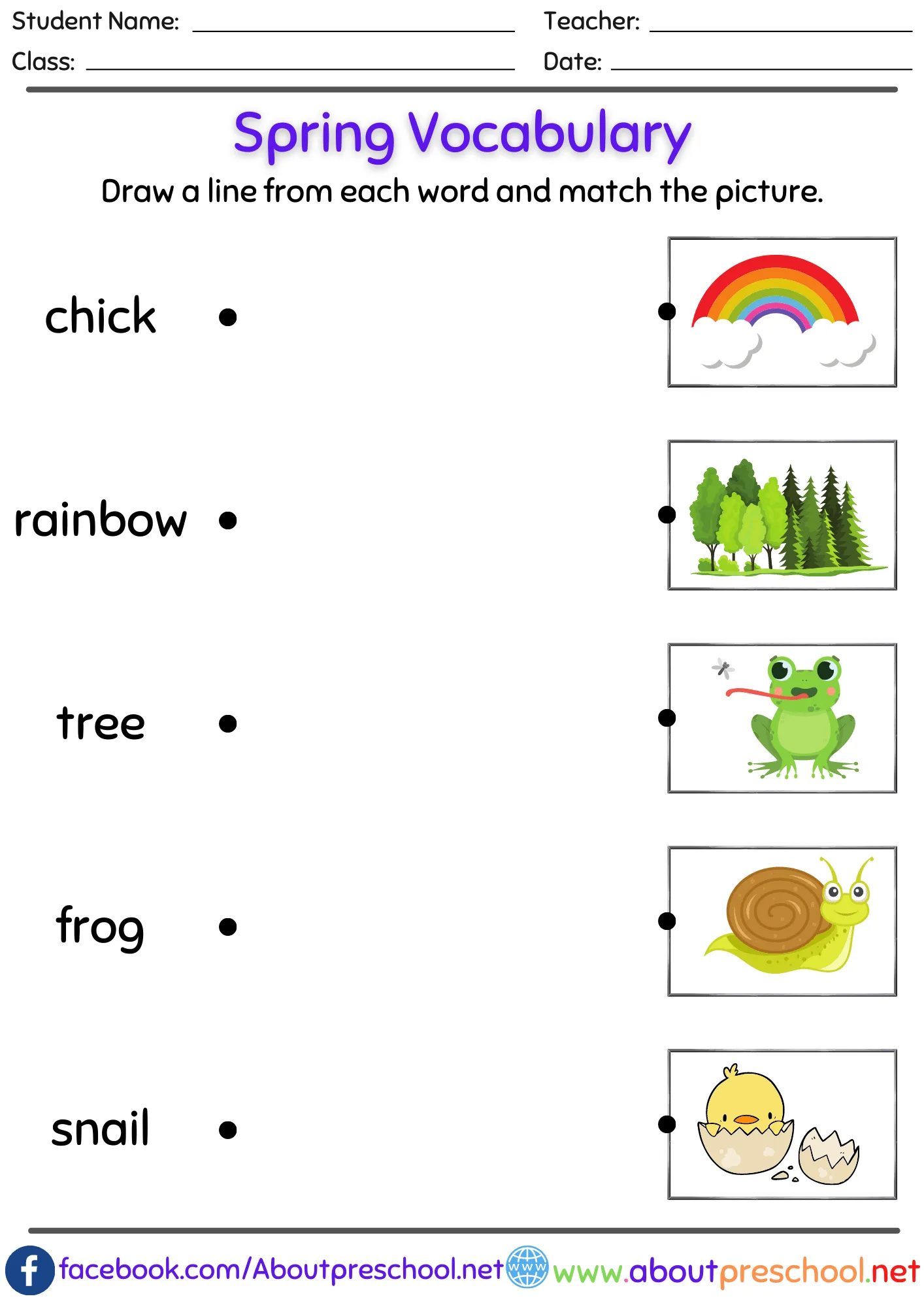 Spring Vocabulary Worksheet PDF 2 Spring Vocabulary Worksheet PDF