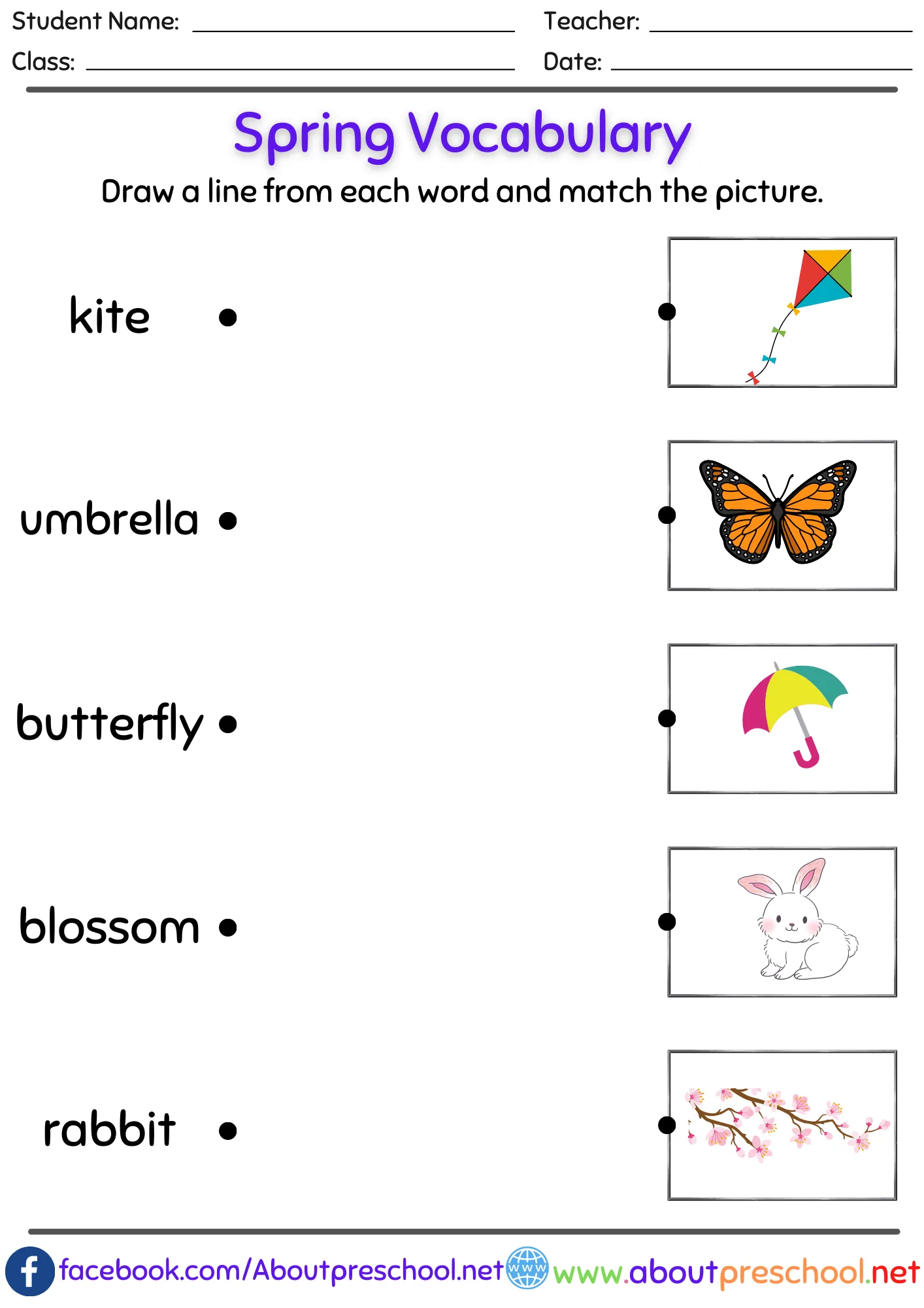 Spring Vocabulary Worksheet PDF 2 Spring Vocabulary Worksheet PDF