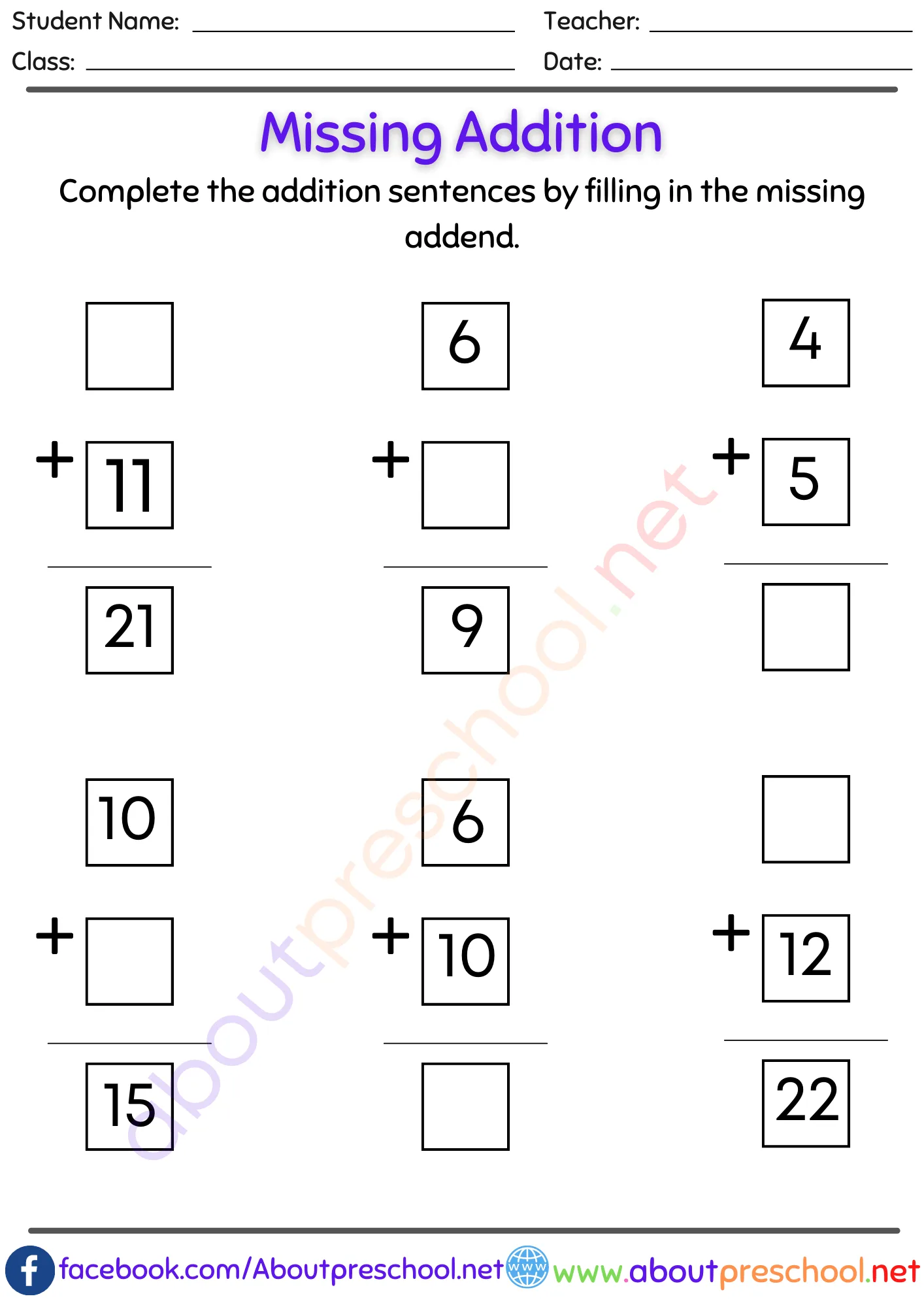 Missing number addition worksheets pdf-18 3 Missing number addition worksheets pdf