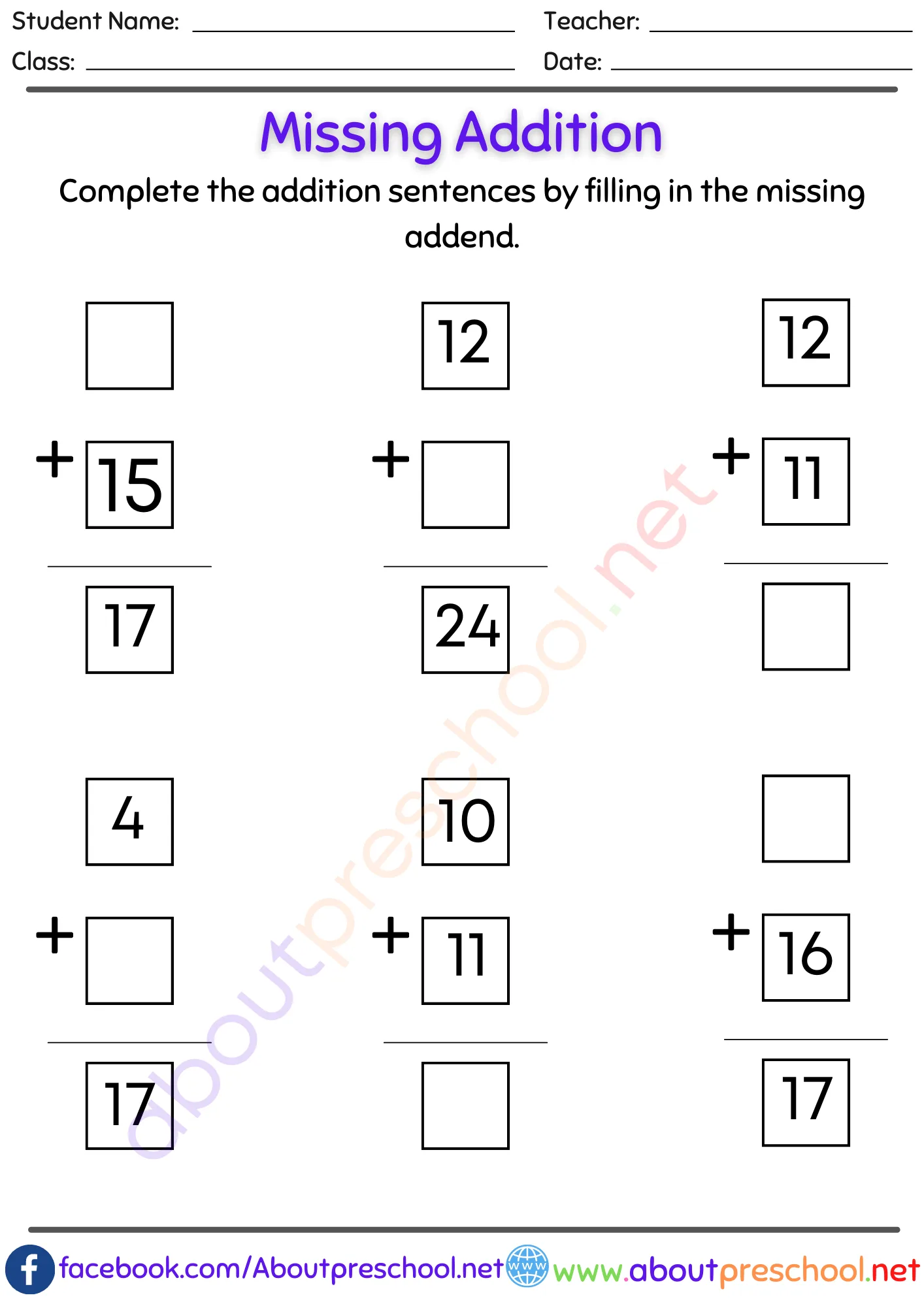 Missing number addition worksheets pdf-22 3 Missing number addition worksheets pdf