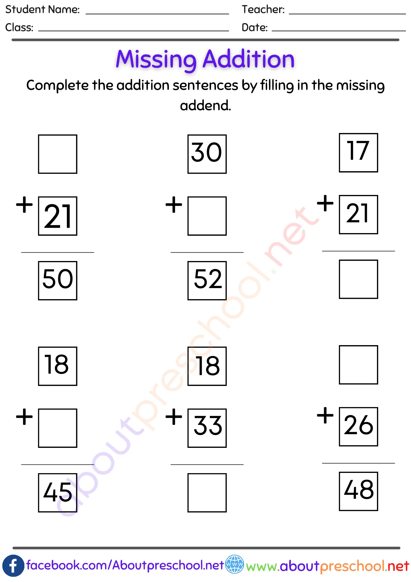 Missing number addition worksheets pdf-29 3 Missing number addition worksheets pdf