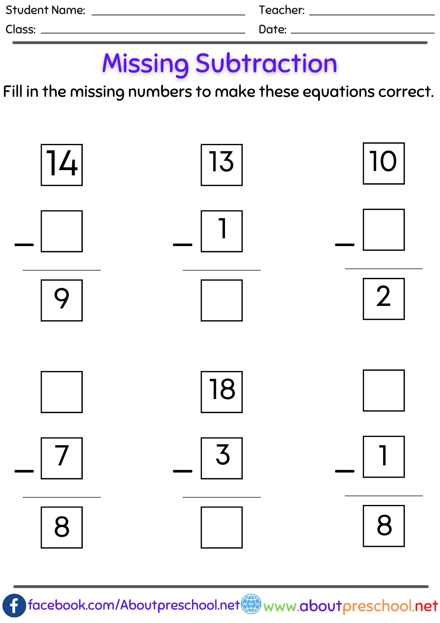 Missing number subtraction worksheets pdf-11 3 Missing number subtraction worksheets pdf