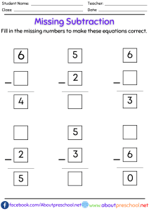 Missing number subtraction worksheets pdf 5 Missing number subtraction worksheets pdf 2