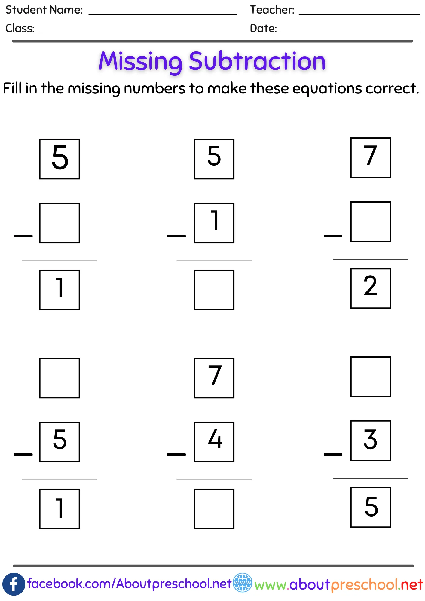 Missing number subtraction worksheets pdf-3 3 Missing number subtraction worksheets pdf