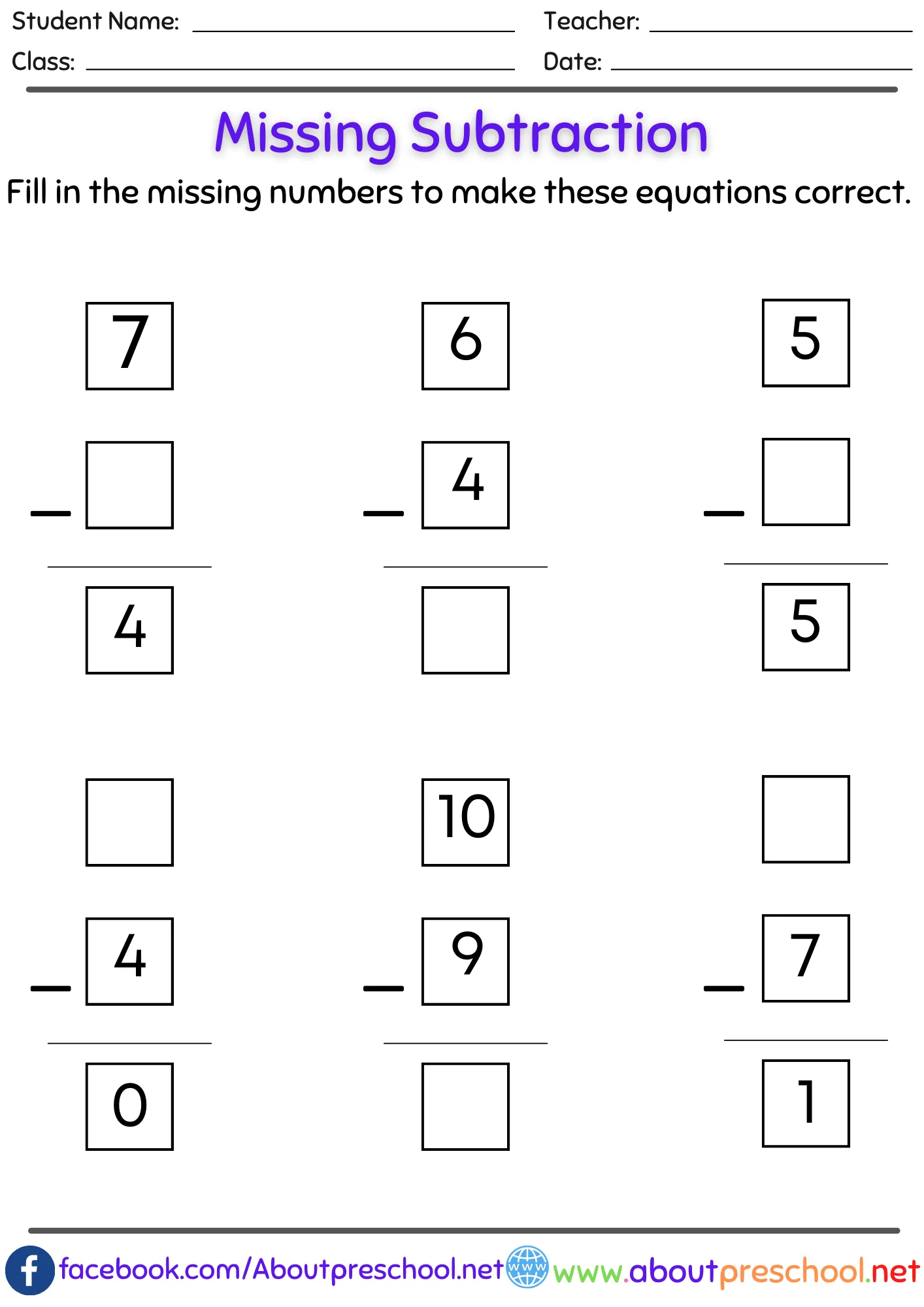 Missing number subtraction worksheets pdf-9 3 Missing number subtraction worksheets pdf