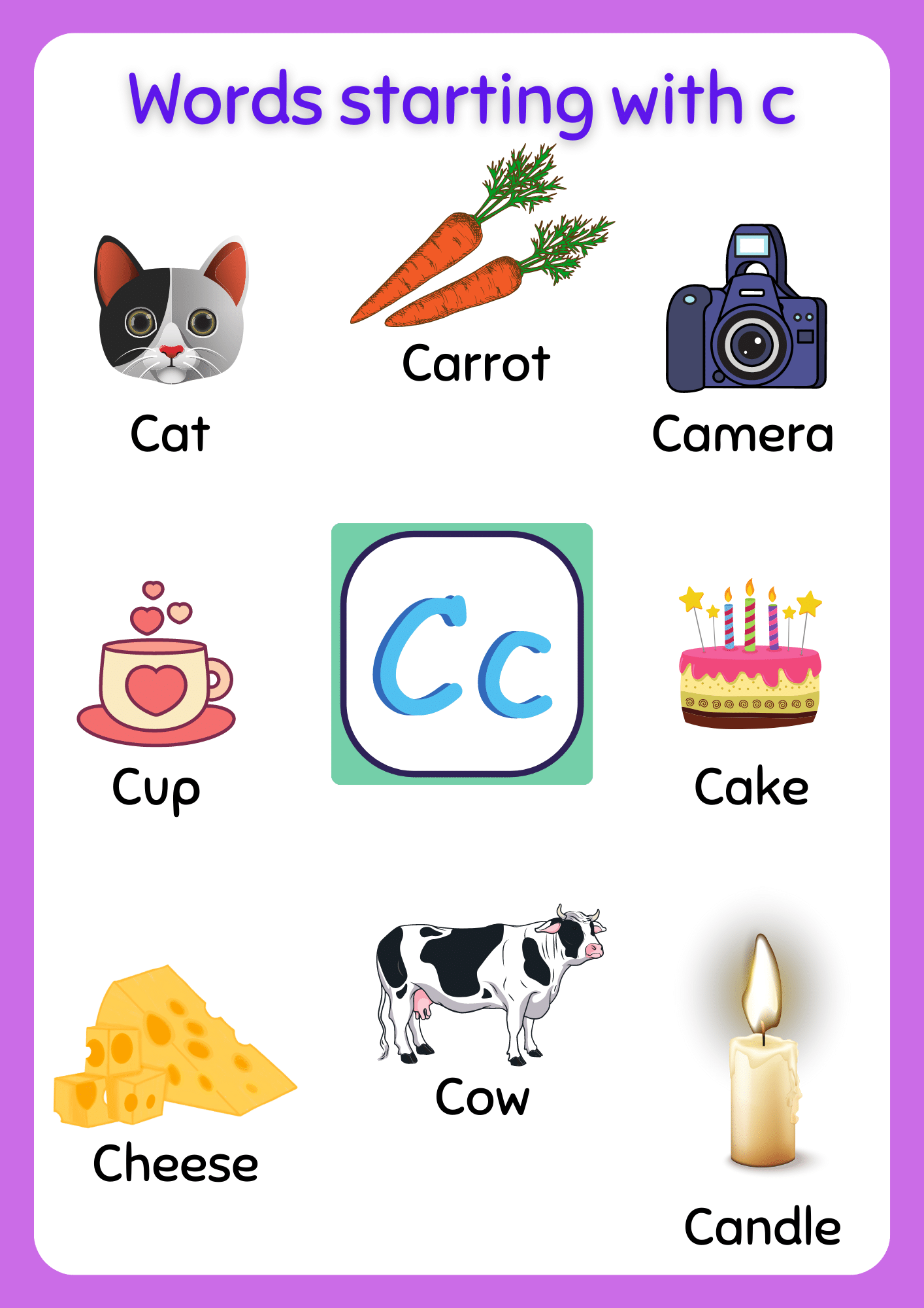 Words that start with Letter C Vocabulary List of words with C