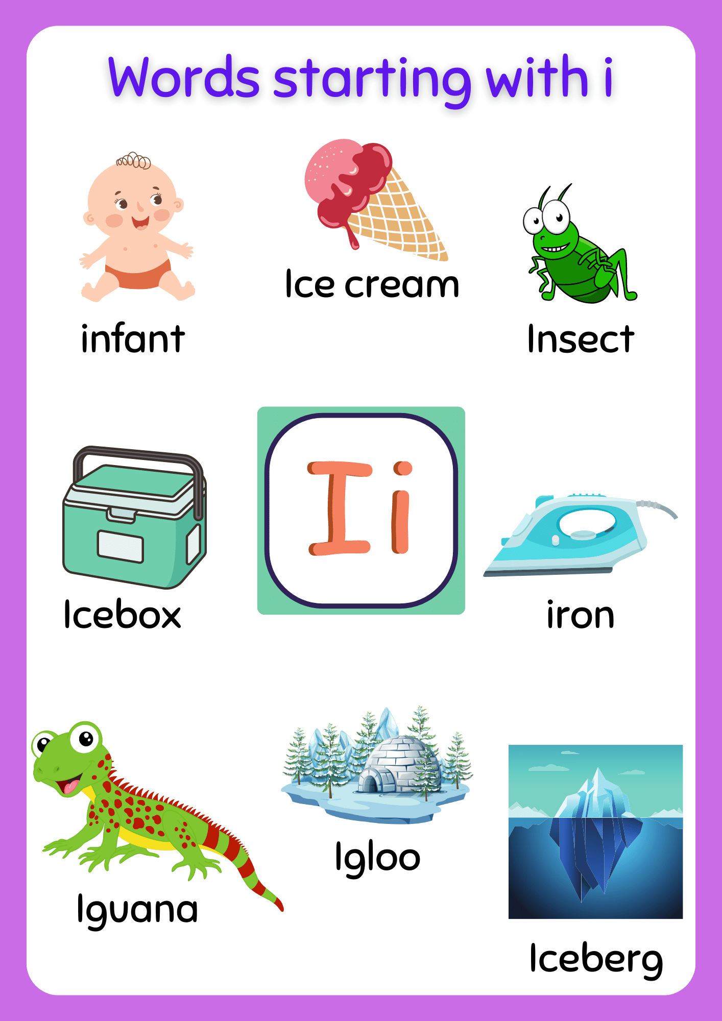 Free Printable Words That Start With I Worksheet Words That Start With 