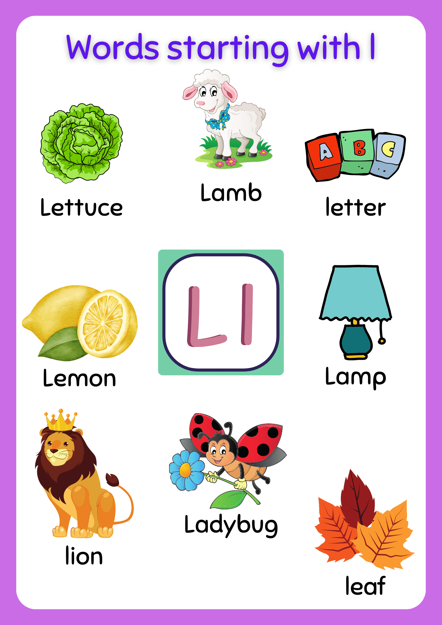 Free Printable Words That Start With L Worksheet About Preschool