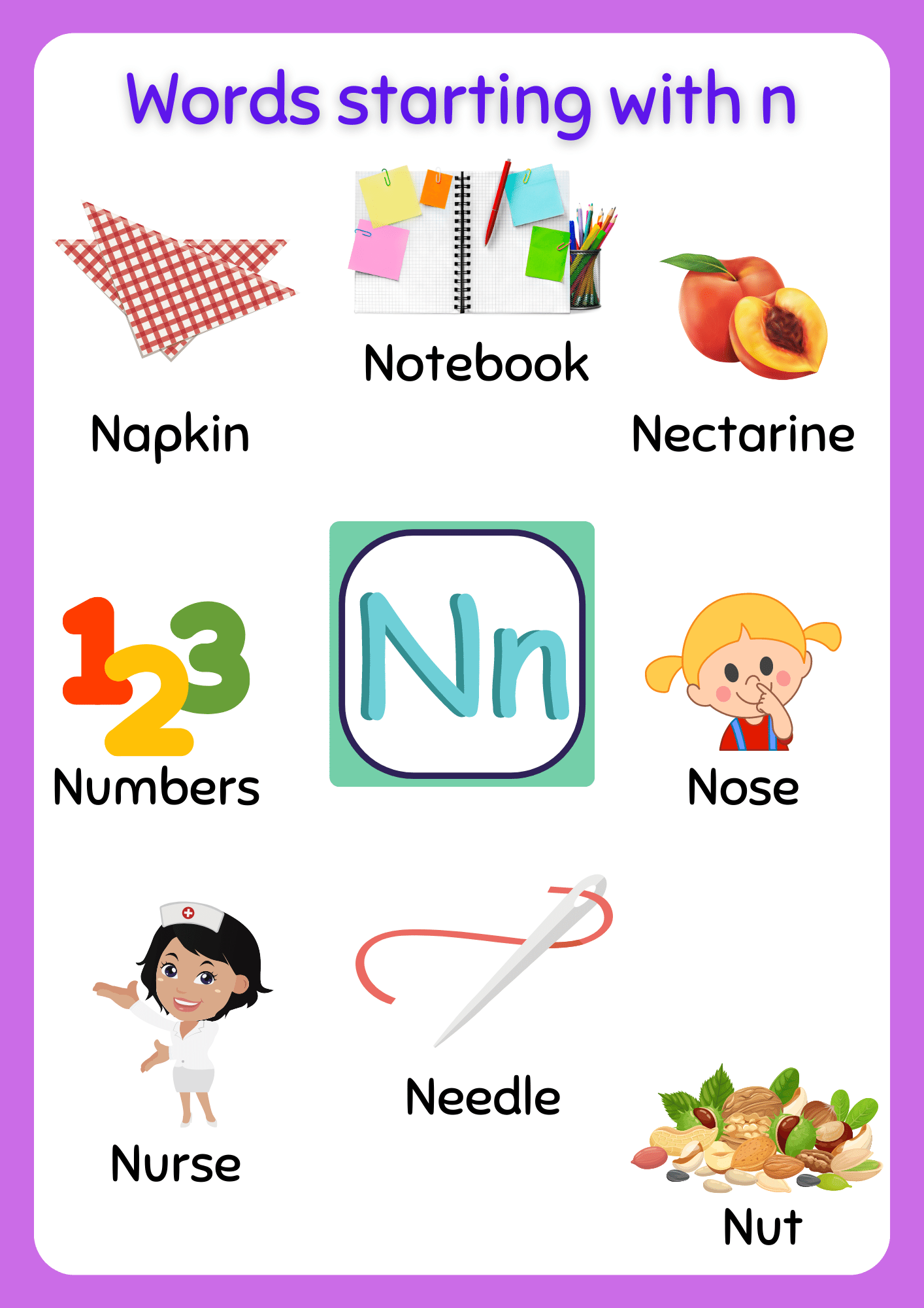 Words that start with Letter N Vocabulary List of words with N