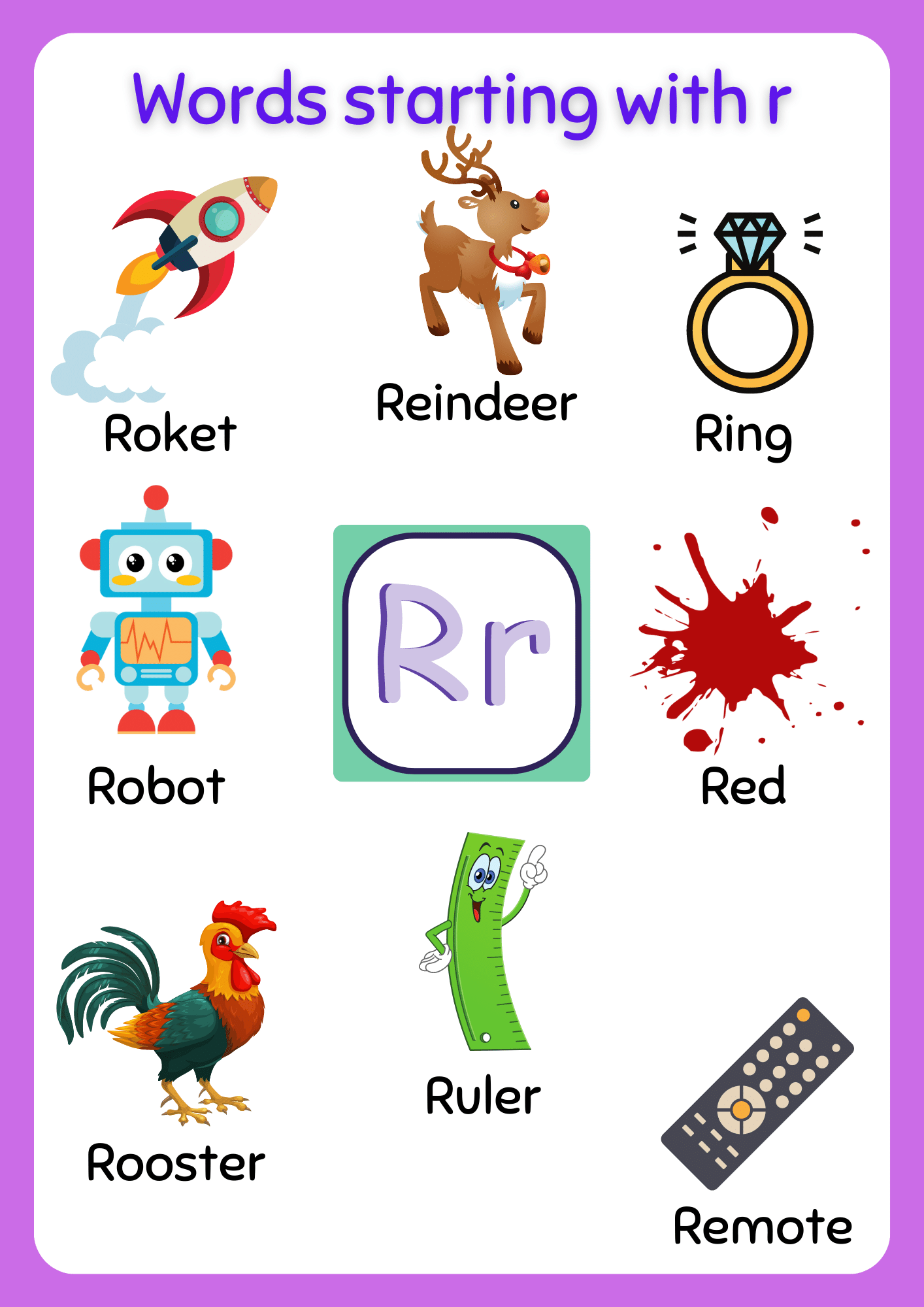 Words that start with Letter R Vocabulary List of words with R