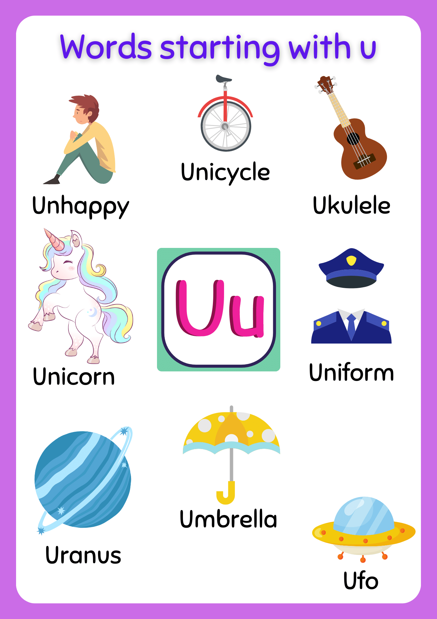 U Words For Kids Archives About Preschool