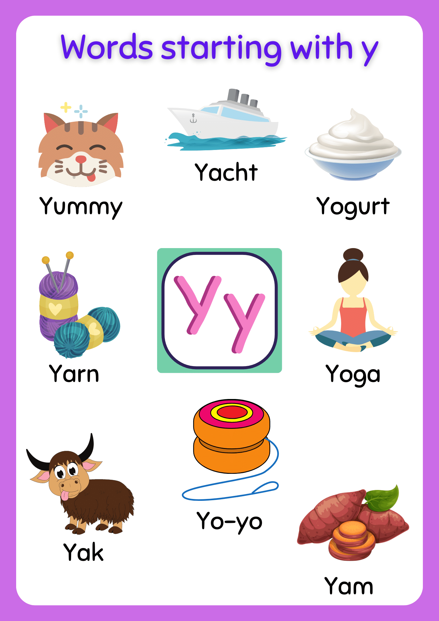 Words that start with Letter Y Vocabulary List of words with Y
