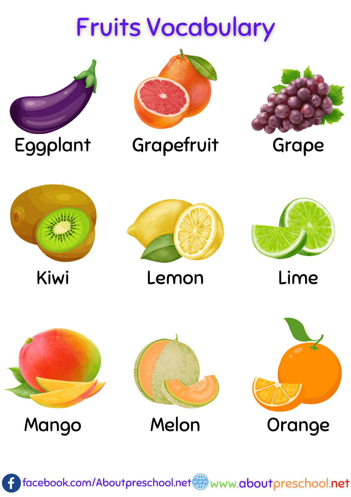 Free Printable Fruits Vocabulary-2