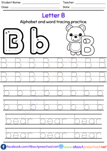 Letter B Alphabet tracing worksheets
