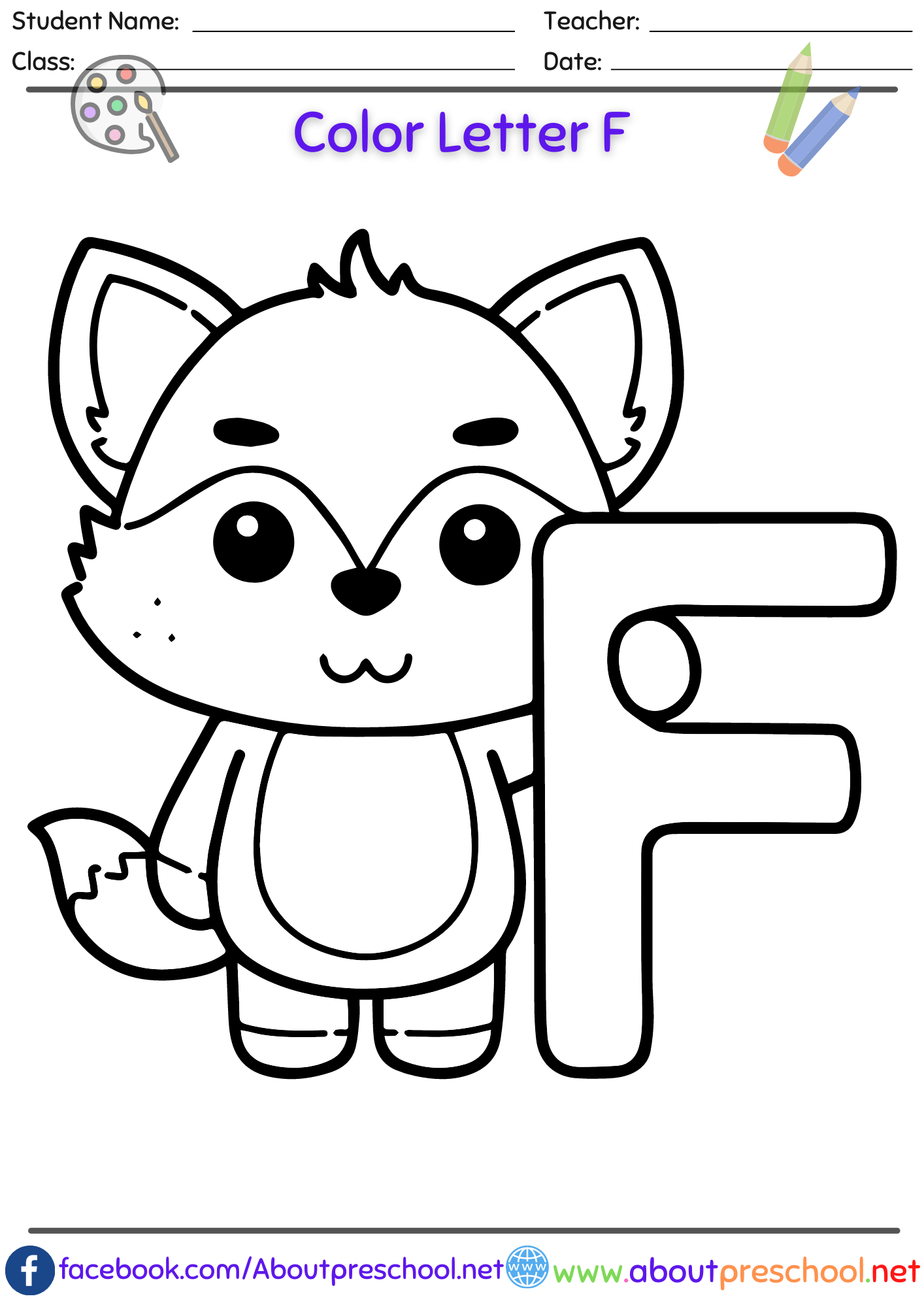 Free Letter F Coloring page