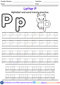 Letter P Alphabet tracing worksheets