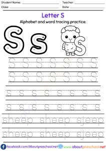 Free Letter S Alphabet tracing worksheets 3 Letter S Alphabet tracing worksheets