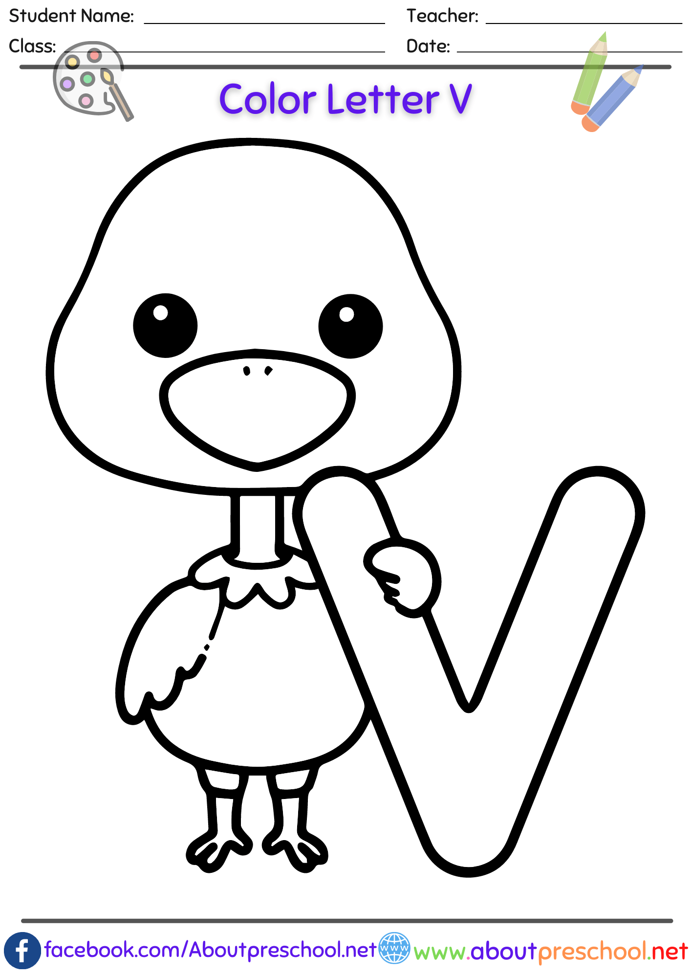 Free Letter V Coloring page