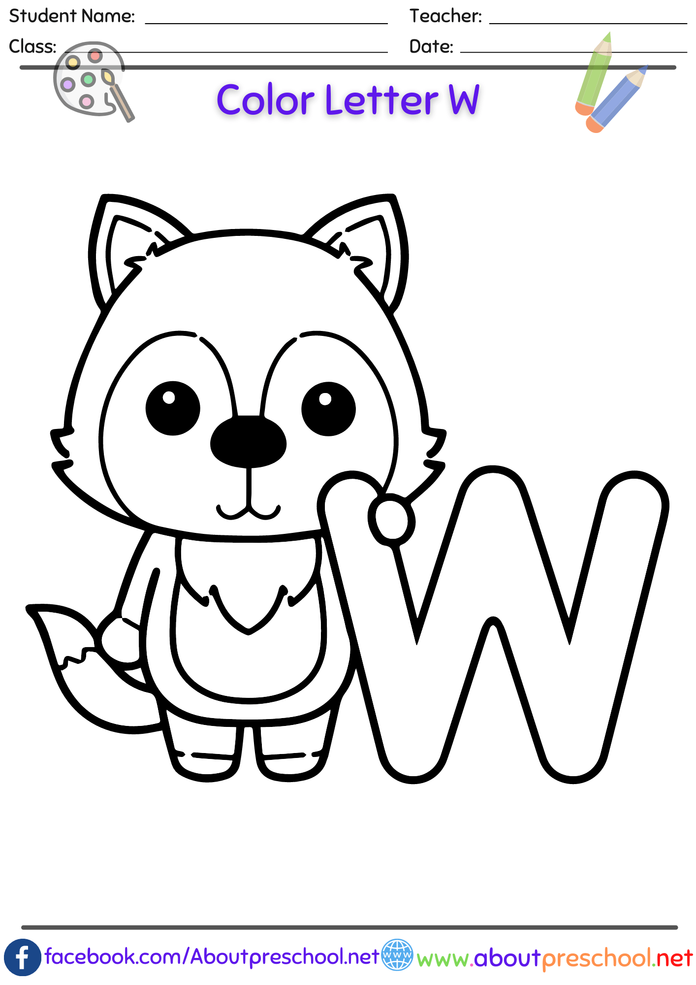 Free Letter W Coloring page