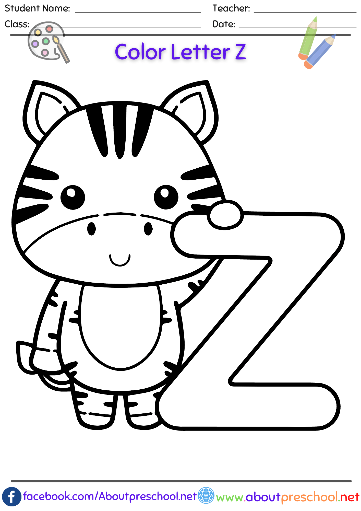 Free Letter Z Coloring page