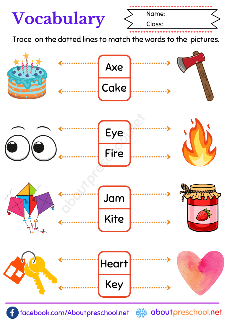 Kindergarten Vocabulary Worksheets For Kids 3 - About Preschool