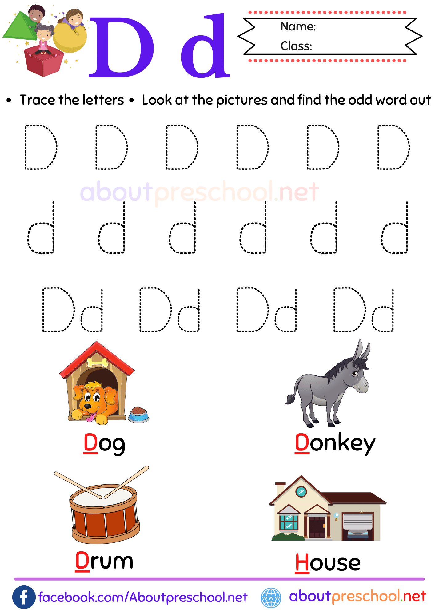 Free Printable Preschool Letter D Worksheets