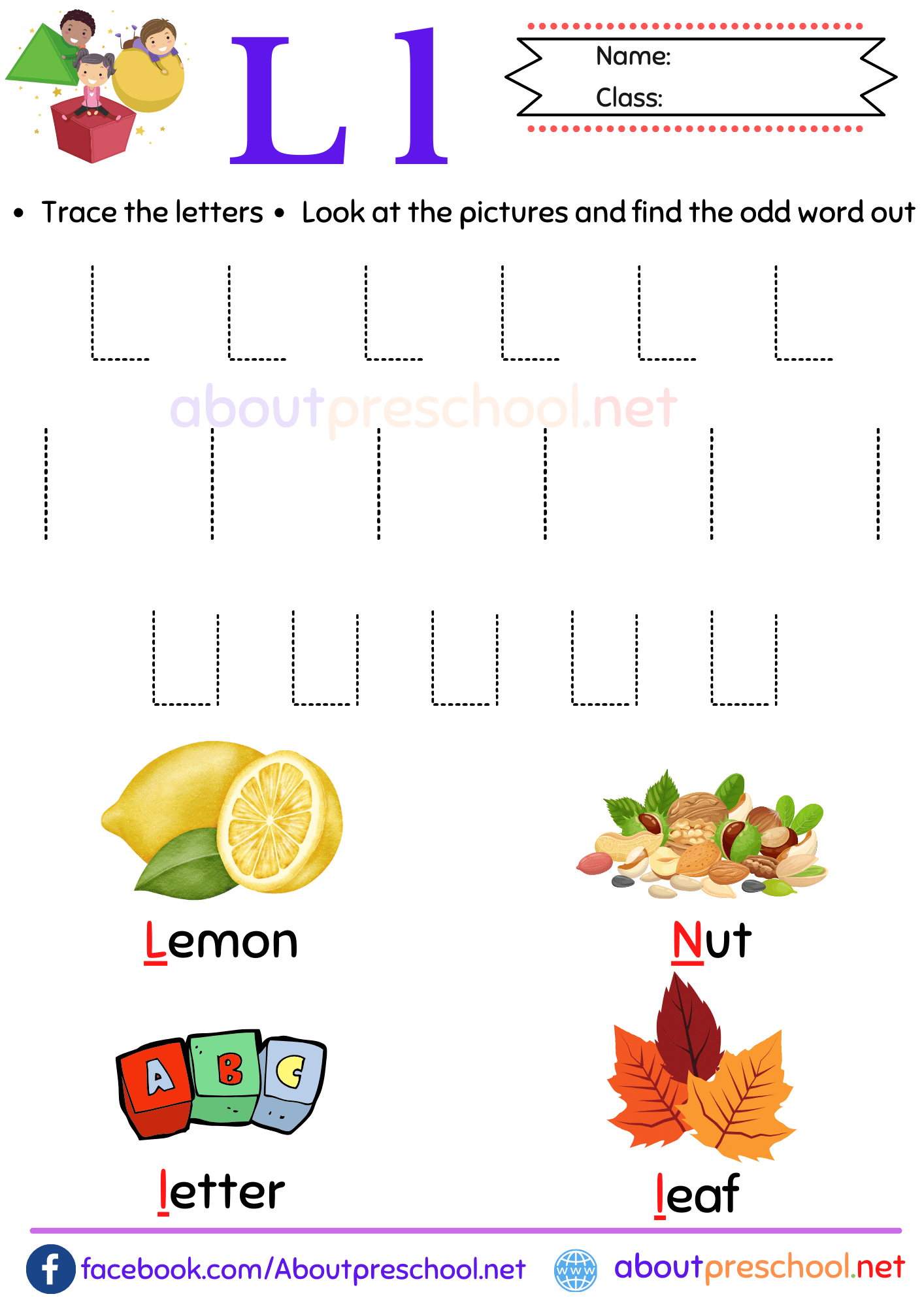 Free Printable Preschool Letter L Worksheets