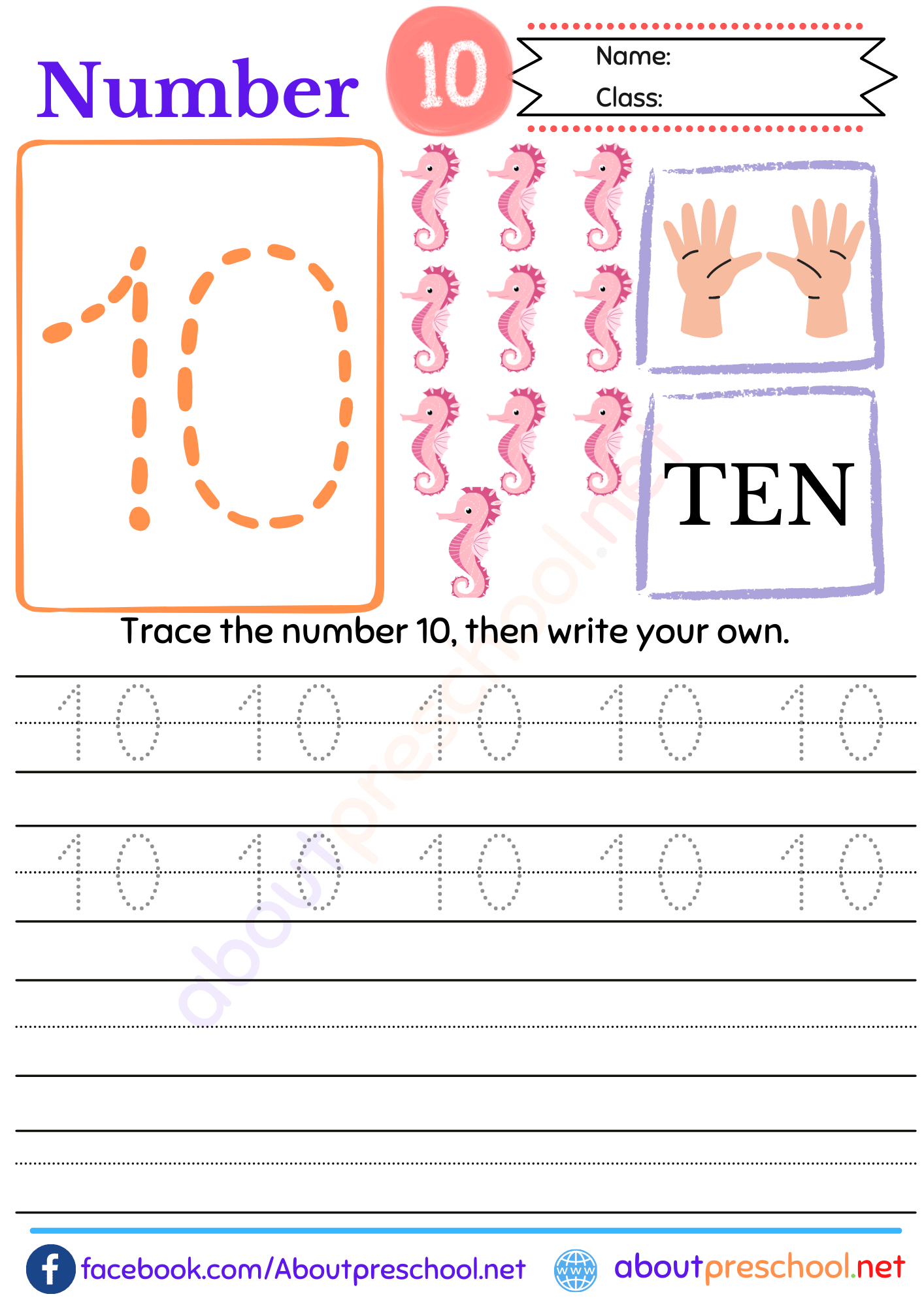 Free Number 10 Worksheet for Preschool 6 number 10 worksheet for preschool