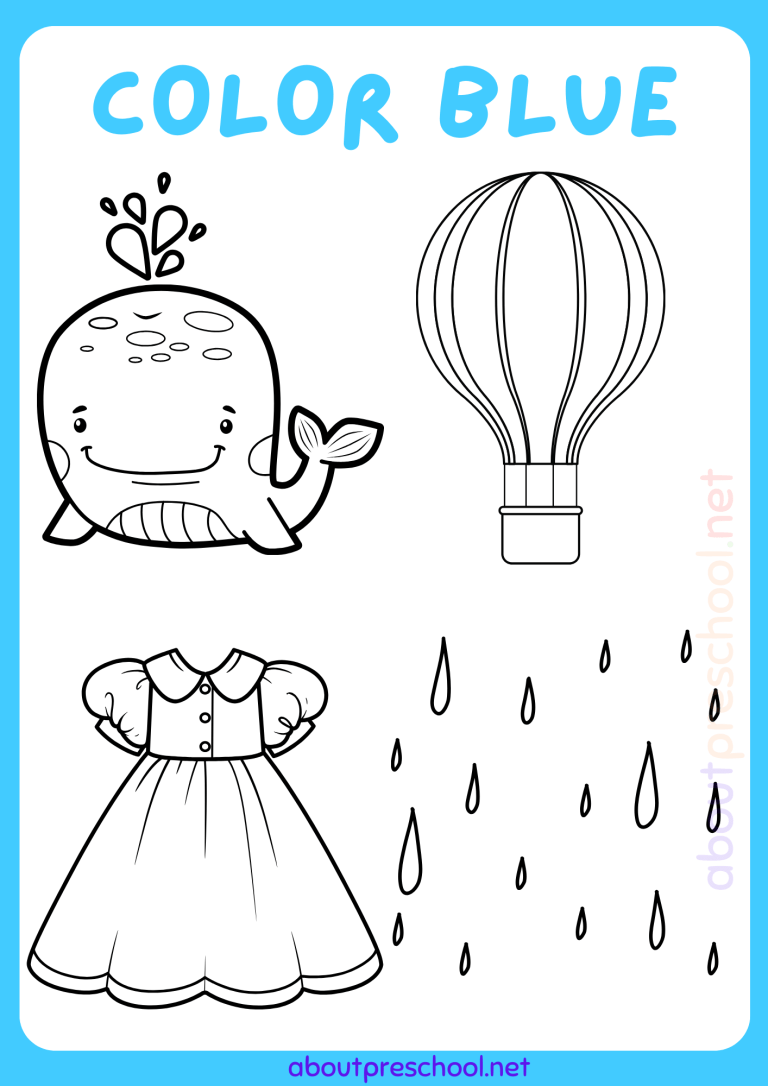 Color Blue worksheets for Kindergarten - About Preschool
